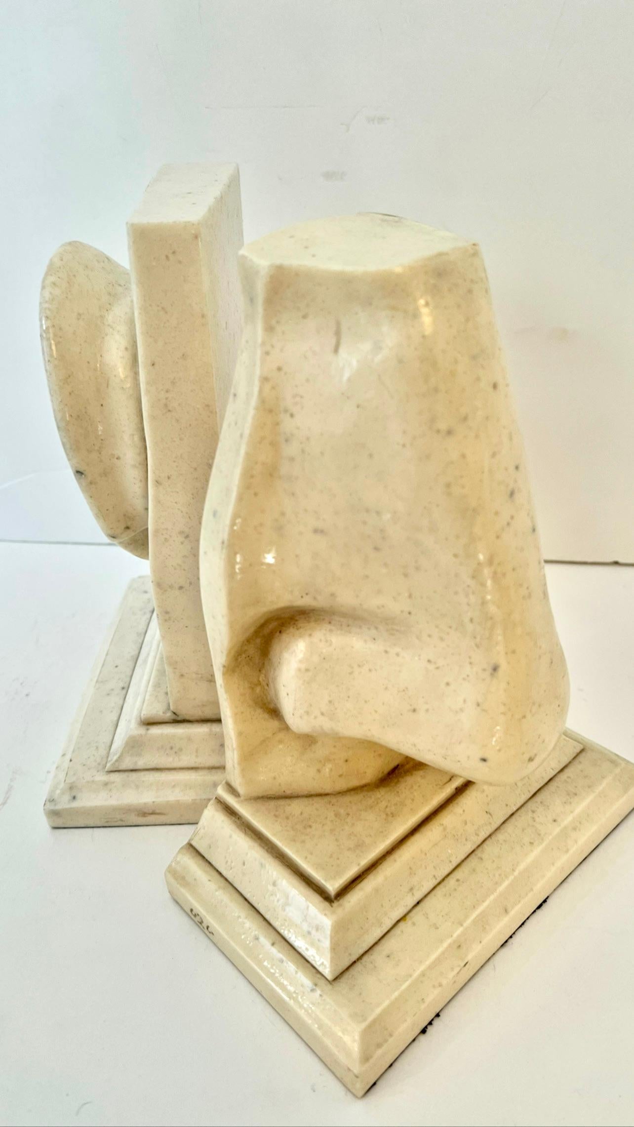 Pair of C2C Designs, a Resin Based Sculptural Ear and Nose Bookend Set For Sale 5