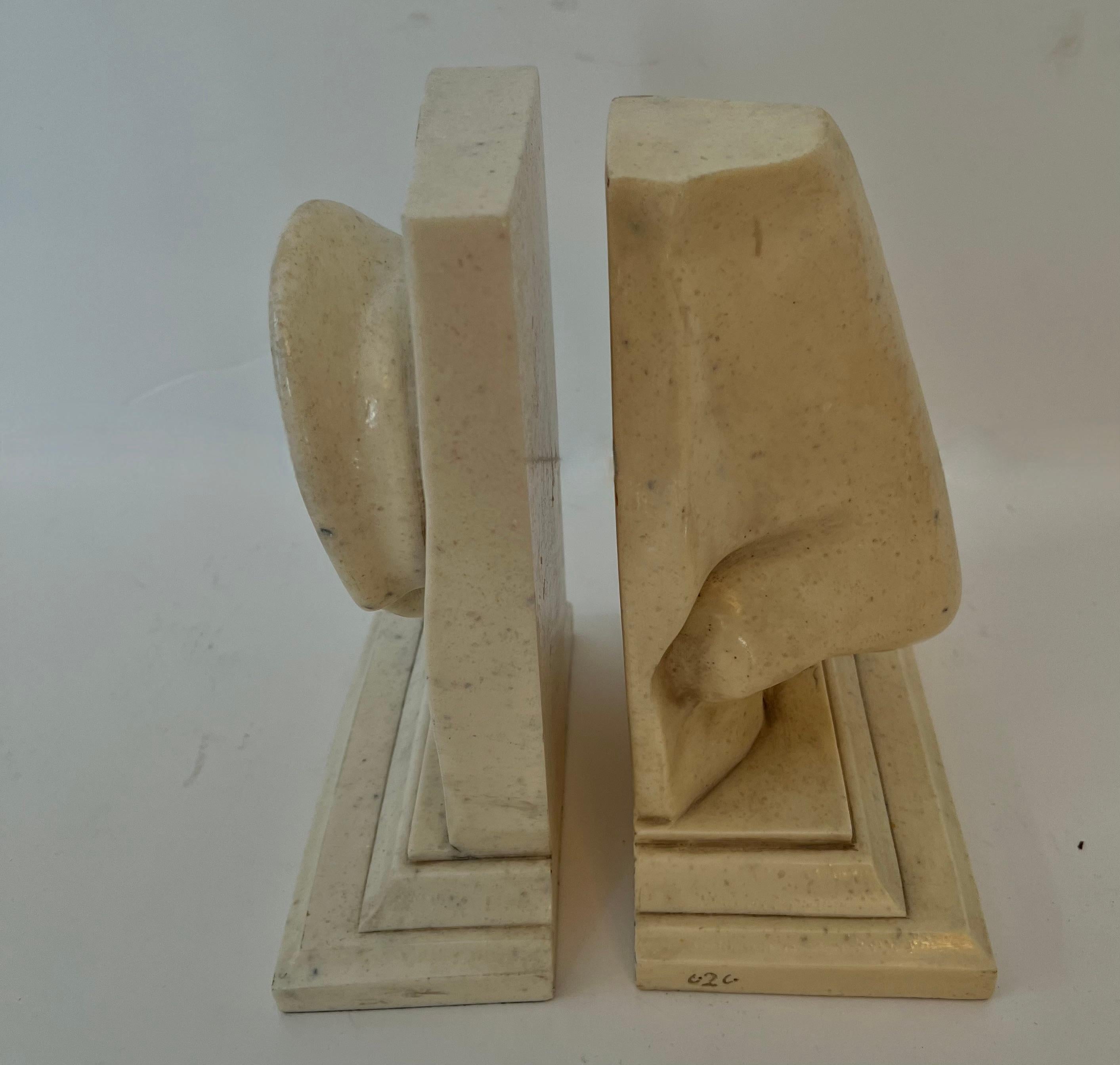 Molded Pair of C2C Designs, a Resin Based Sculptural Ear and Nose Bookend Set For Sale