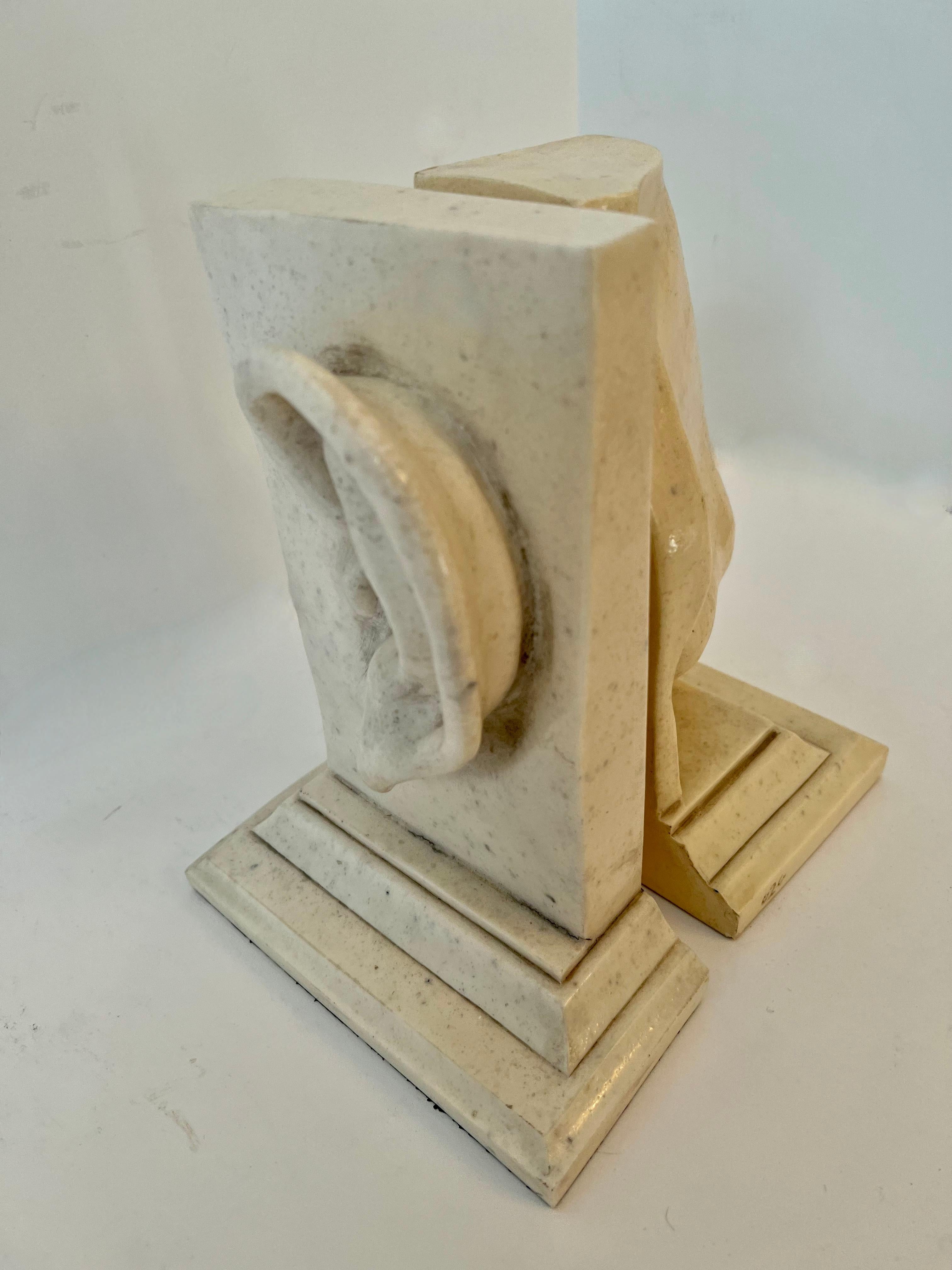 Pair of C2C Designs, a Resin Based Sculptural Ear and Nose Bookend Set In Good Condition For Sale In Los Angeles, CA