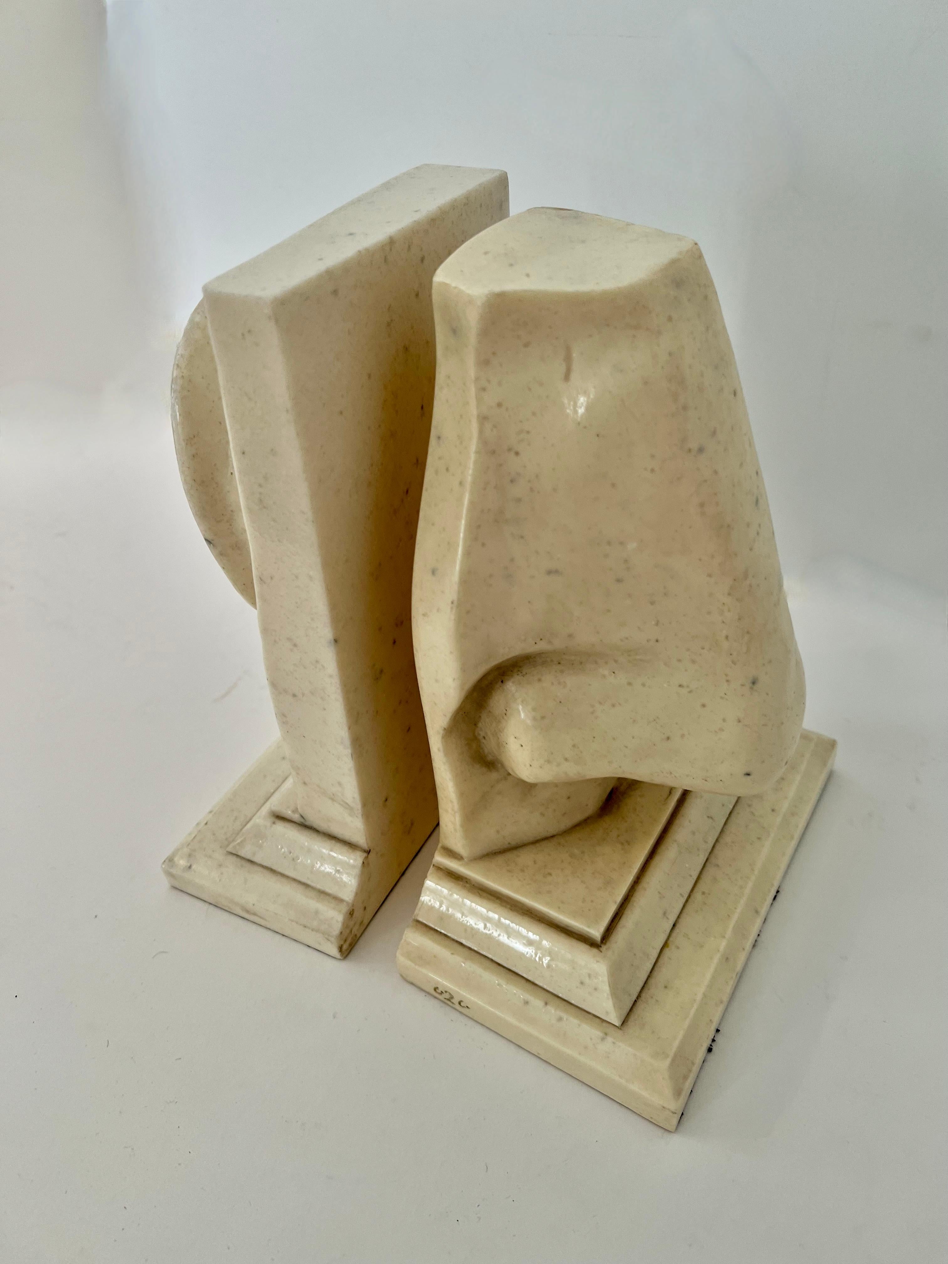 20th Century Pair of C2C Designs, a Resin Based Sculptural Ear and Nose Bookend Set For Sale