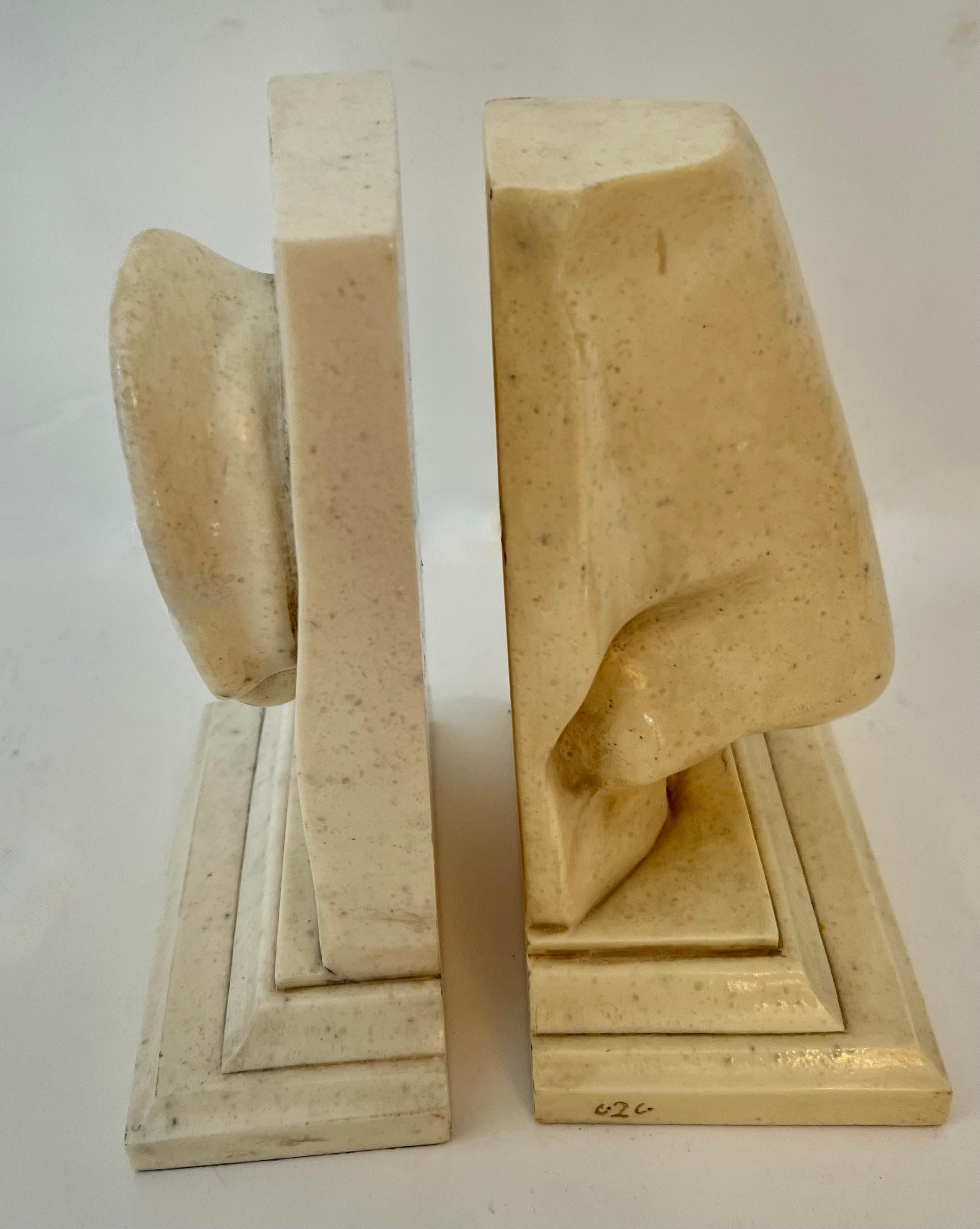 Acrylic Pair of C2C Designs, a Resin Based Sculptural Ear and Nose Bookend Set For Sale