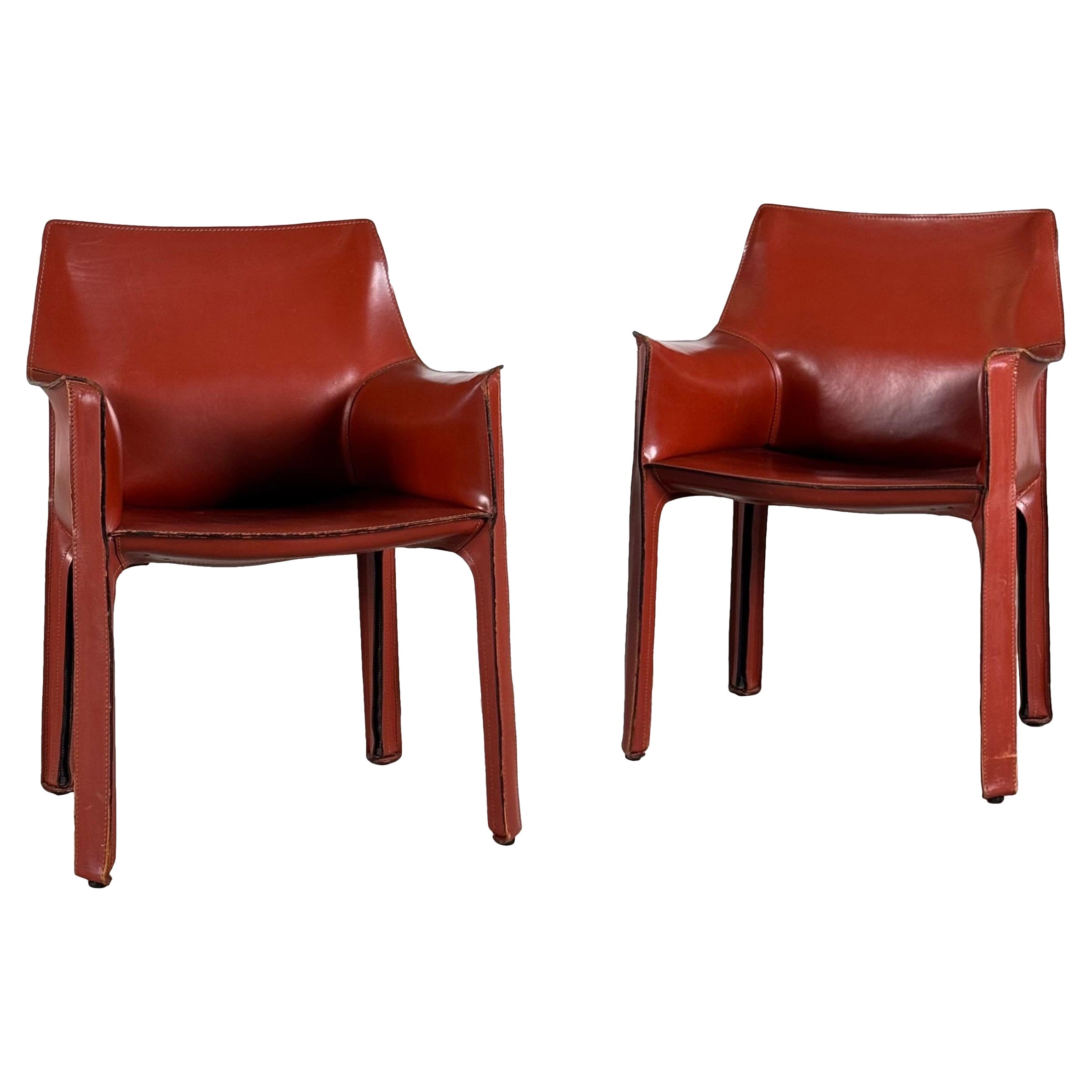 Paire de fauteuils CAB 413 de Mario Bellini pour Cassina en rouge bulgare d
origine