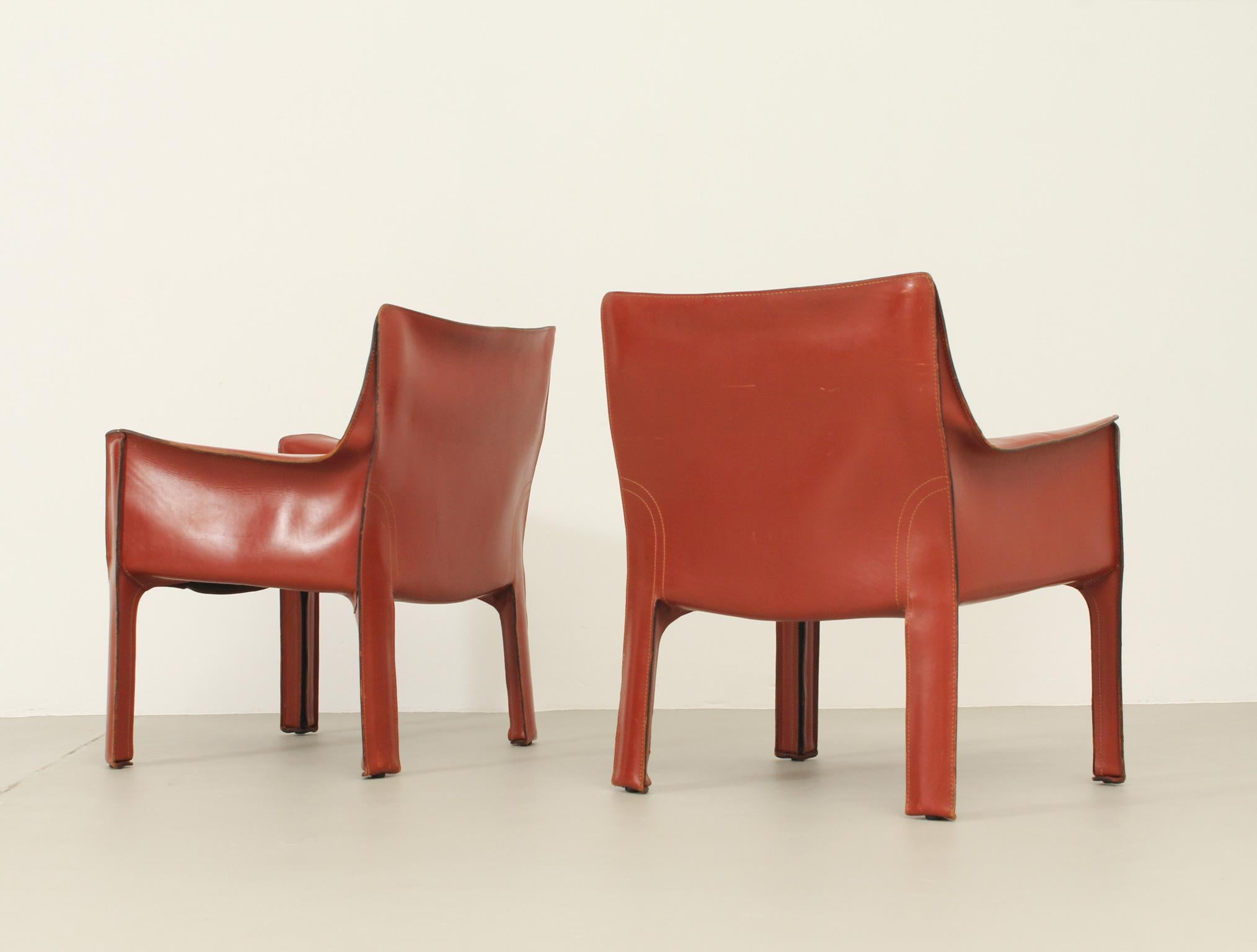 Pair of Cab 414 Armchairs by Mario Bellini for Cassina 5