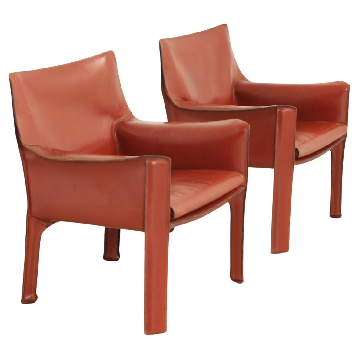 Pair of Cab 414 Armchairs by Mario Bellini for Cassina