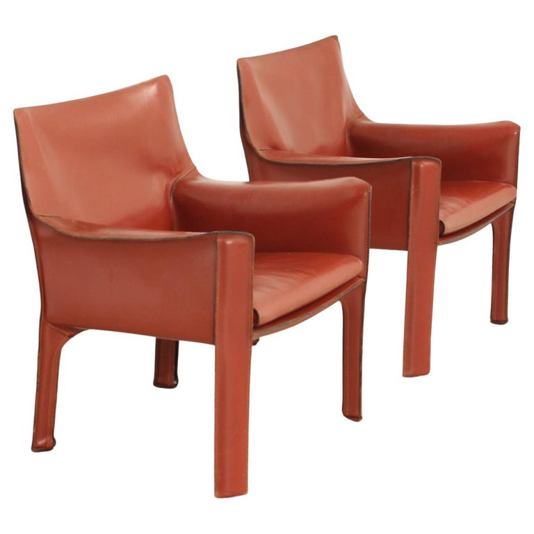 Pair of Cab 414 Armchairs by Mario Bellini for Cassina For Sale