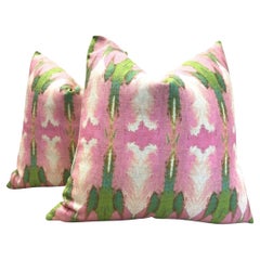 Coppia di cuscini in tessuto "Cabana Pink" con inserti in piuma d'oca