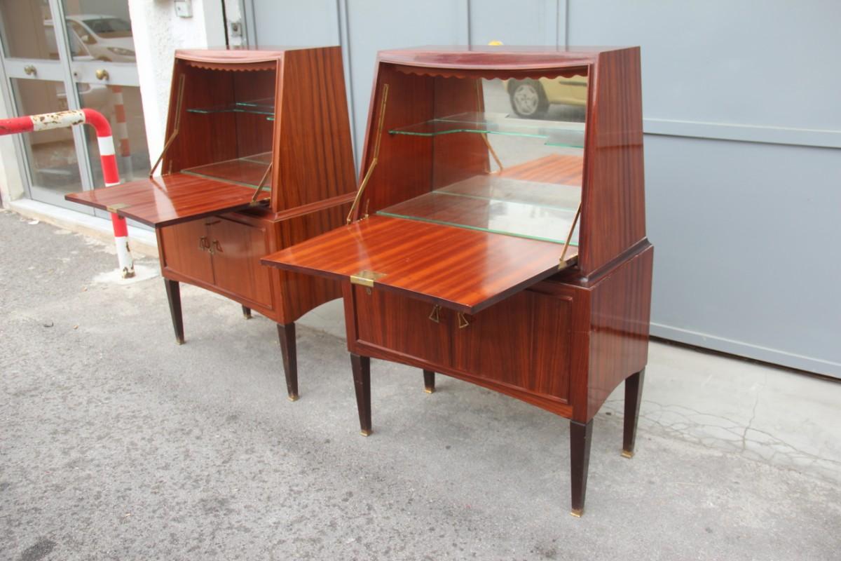 Mahogany Pair of Cabinet Paolo Buffa Design Mid-Century Modern Bar Furniture For Sale