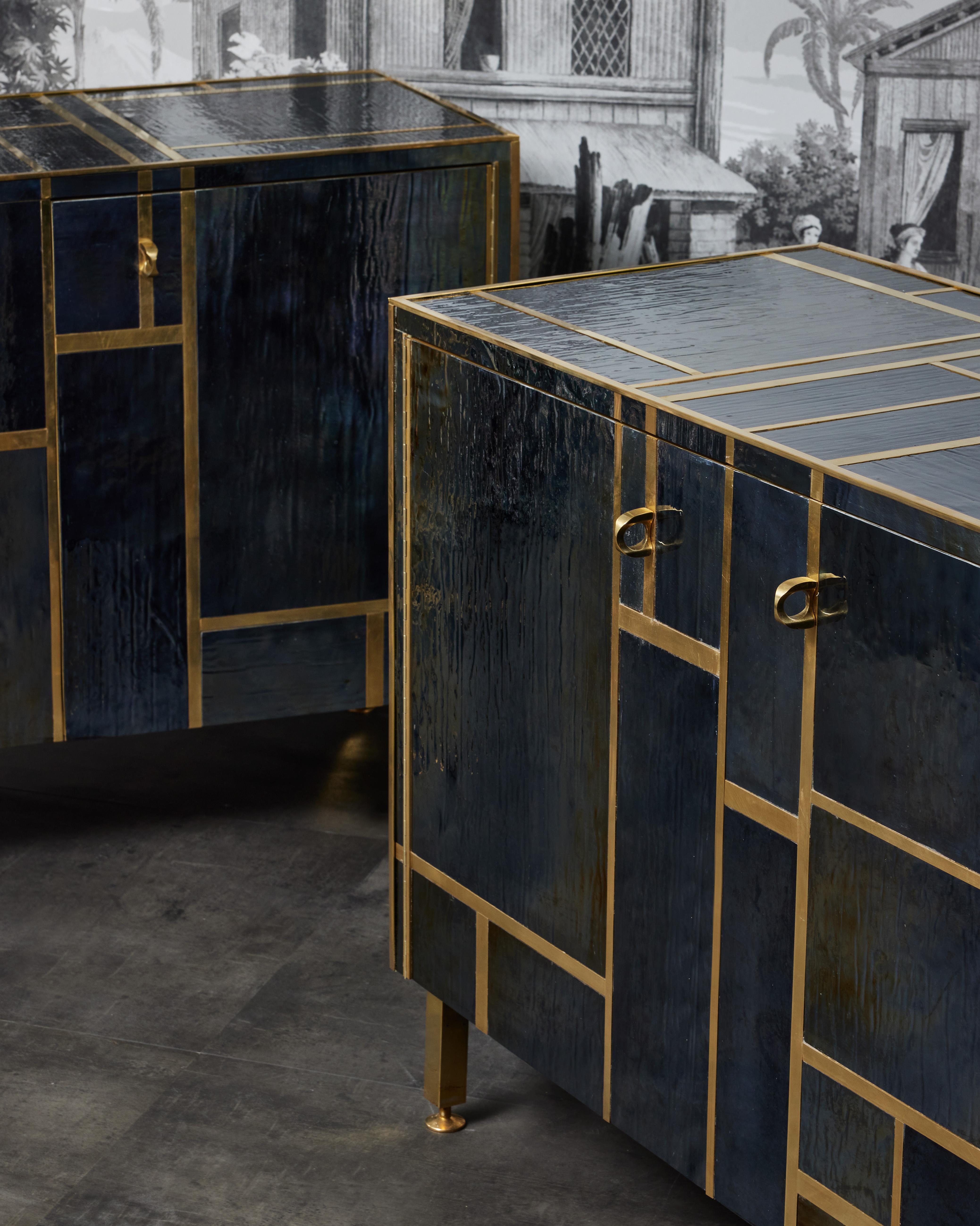Brass Pair of cabinets by Studio Glustin For Sale