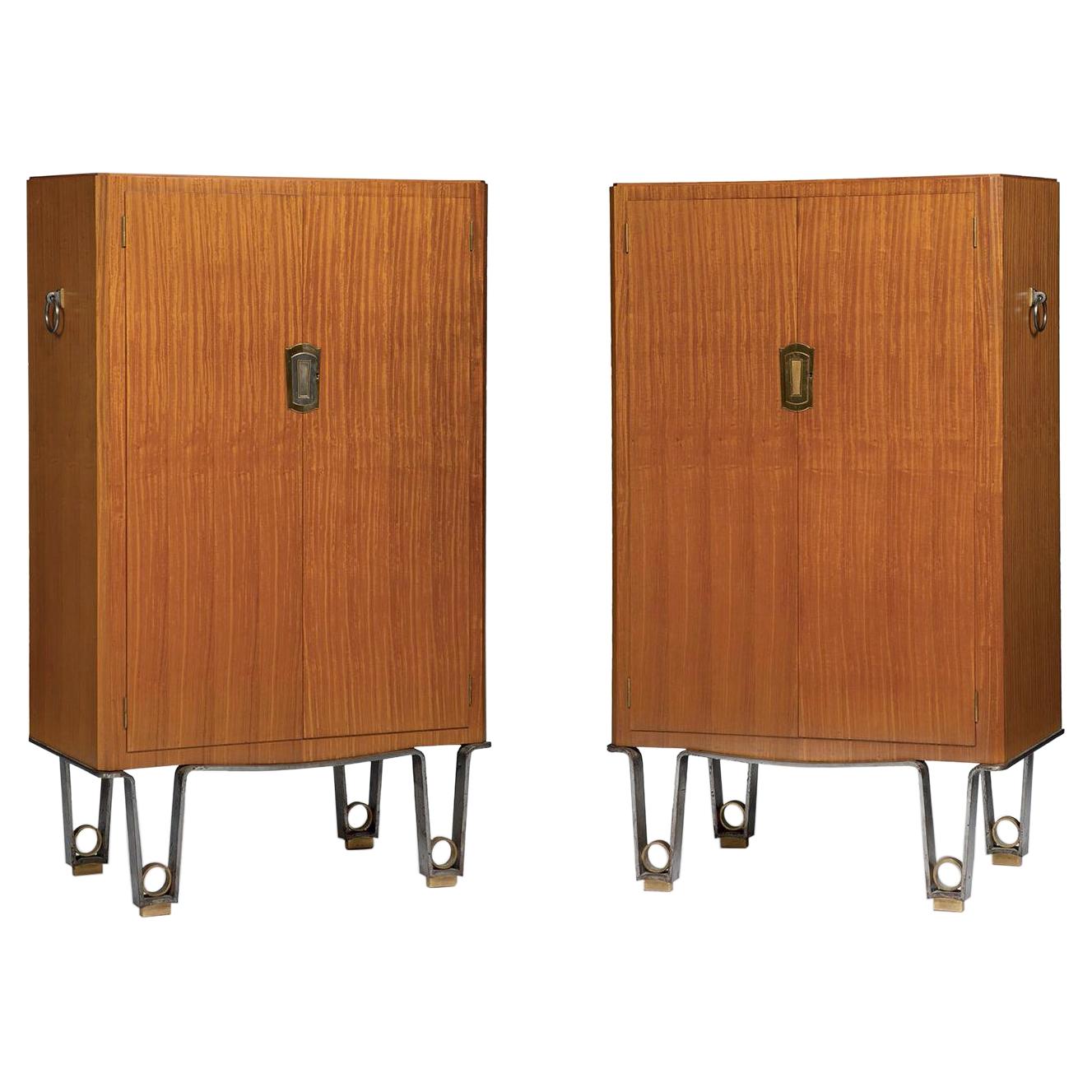 Pair of Cabinets Designed by Dominique, Andre Domin & Marcel Genevriere For Sale
