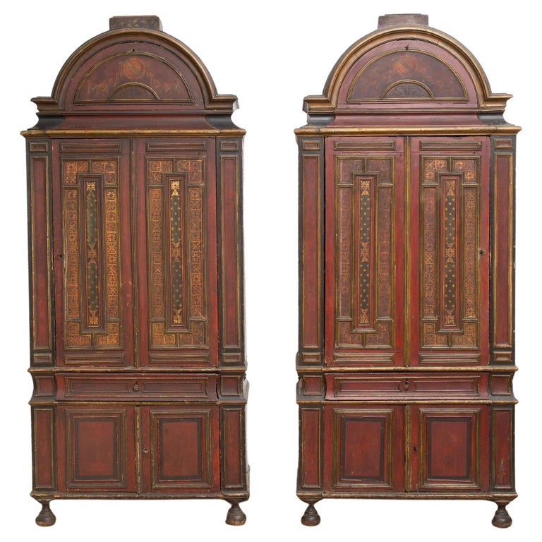 Pair of in Blackened, Painted and Gilt Wood For Sale at 1stDibs