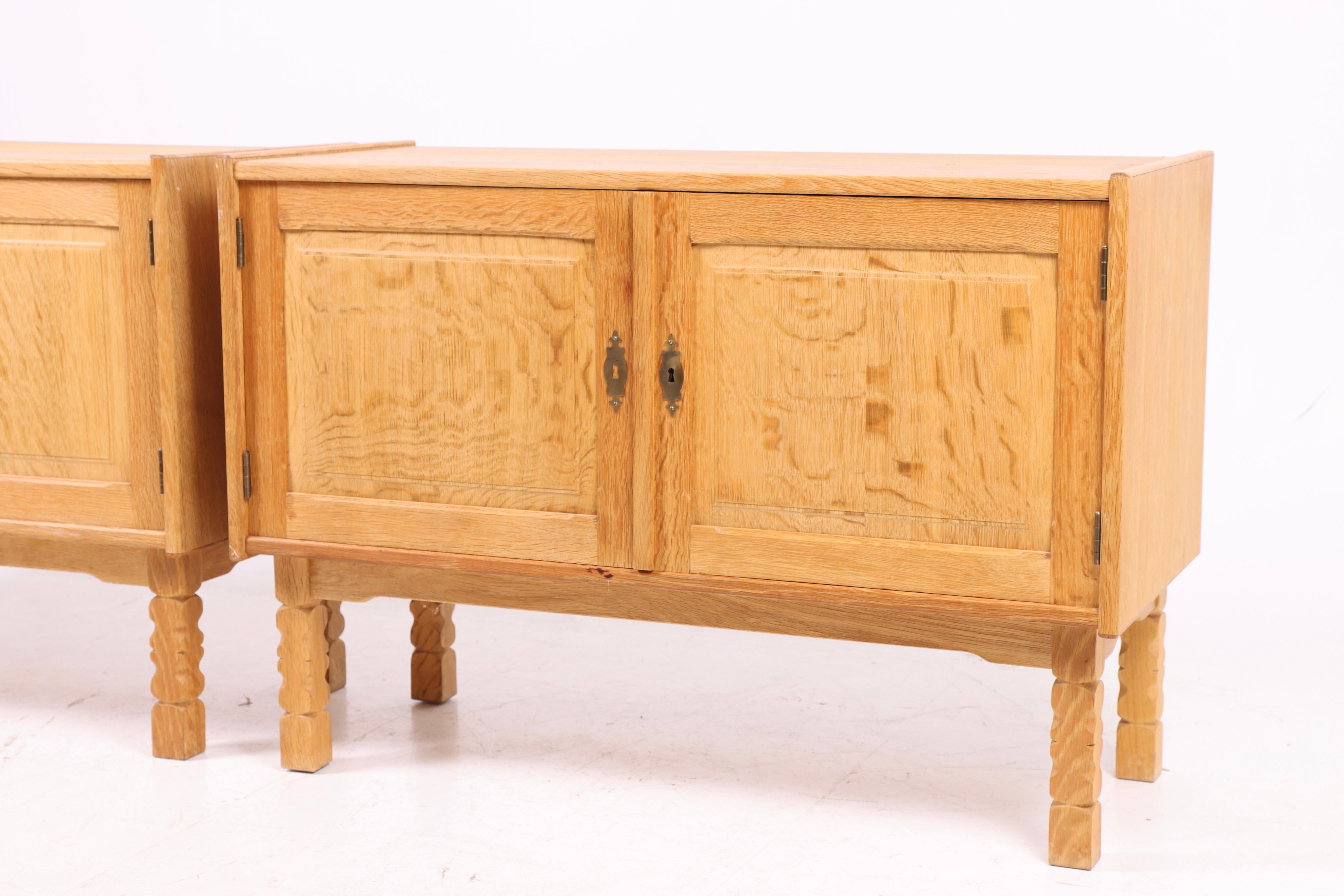 Scandinavian Modern Pair of Cabinets in Oak, Made in Denmark, 1960s For Sale