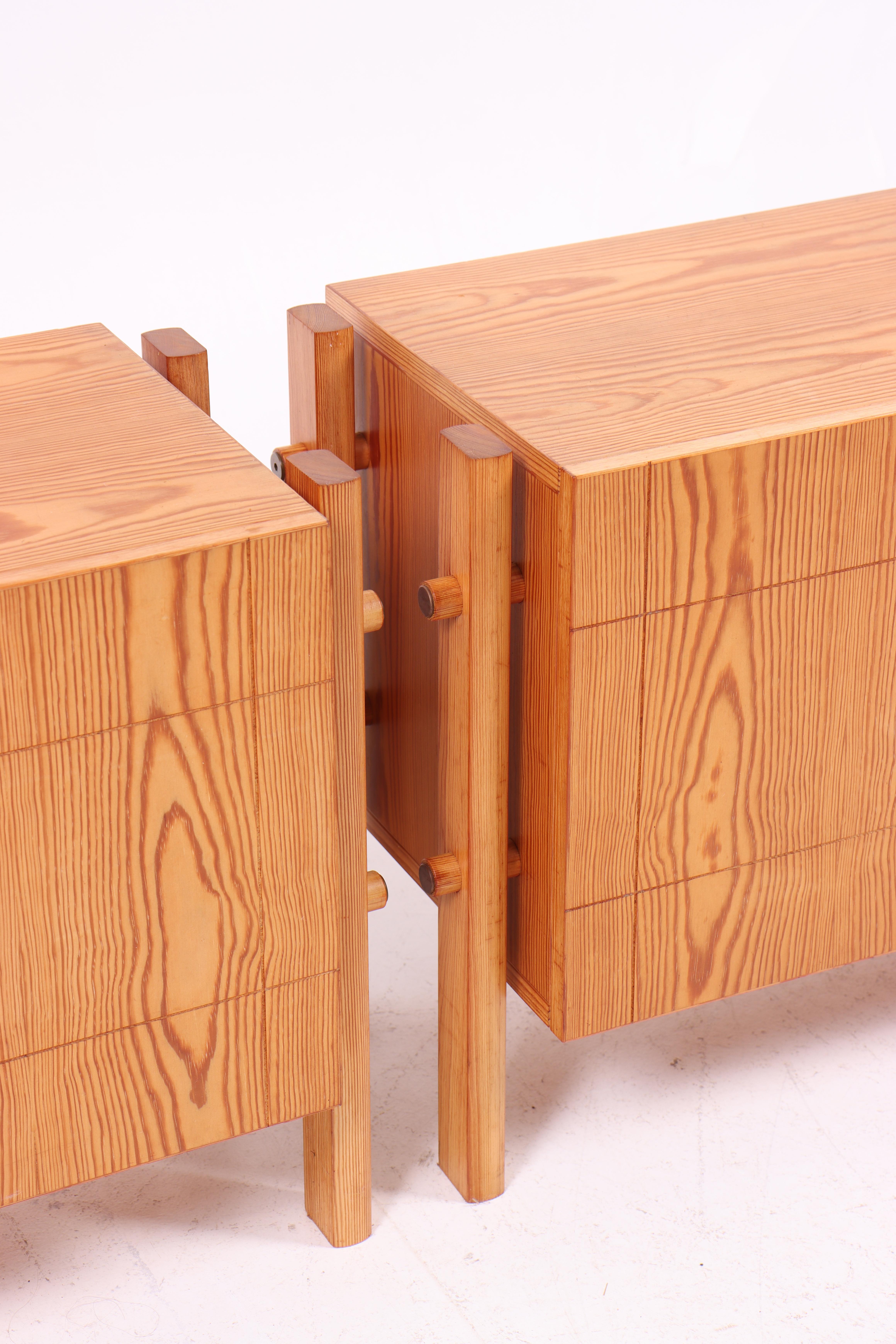 Pair of  rare cabinets in scandinavian pine. Designed and made by Hundevad  in the 1960s. Great original condition.