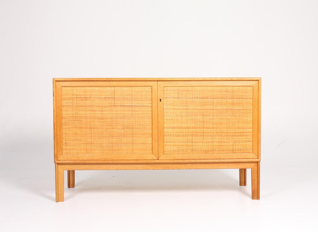 Pair of Cabinets and Matching Drawer in Oak with Cane Panels, Midcentury, Sweden 6