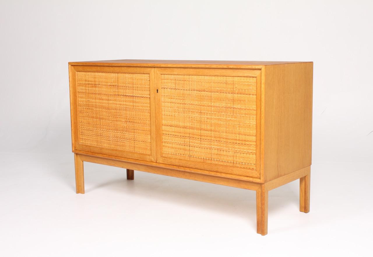 Pair of Cabinets and Matching Drawer in Oak with Cane Panels, Midcentury, Sweden 10