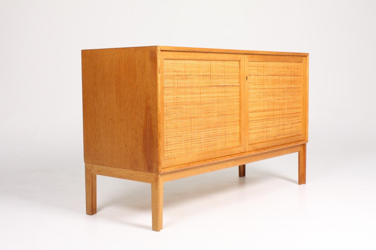 Pair of Cabinets and Matching Drawer in Oak with Cane Panels, Midcentury, Sweden 11