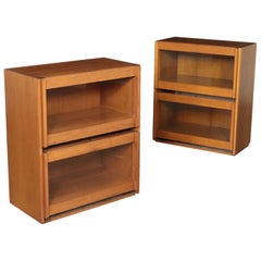 Pair of Cabinets Tanganika Walnut Veneer Glass, Italy, 1980s