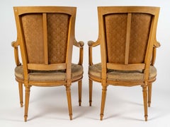 Pair of Cabriolet Armchairs in the Louis XVI Style, Sycamore Wood