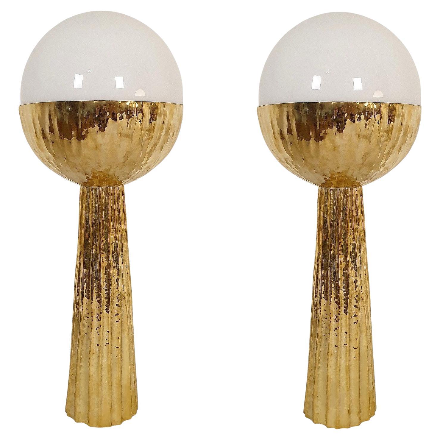 Coppia di lampade in ottone a forma di cactus, Italia anni 2000