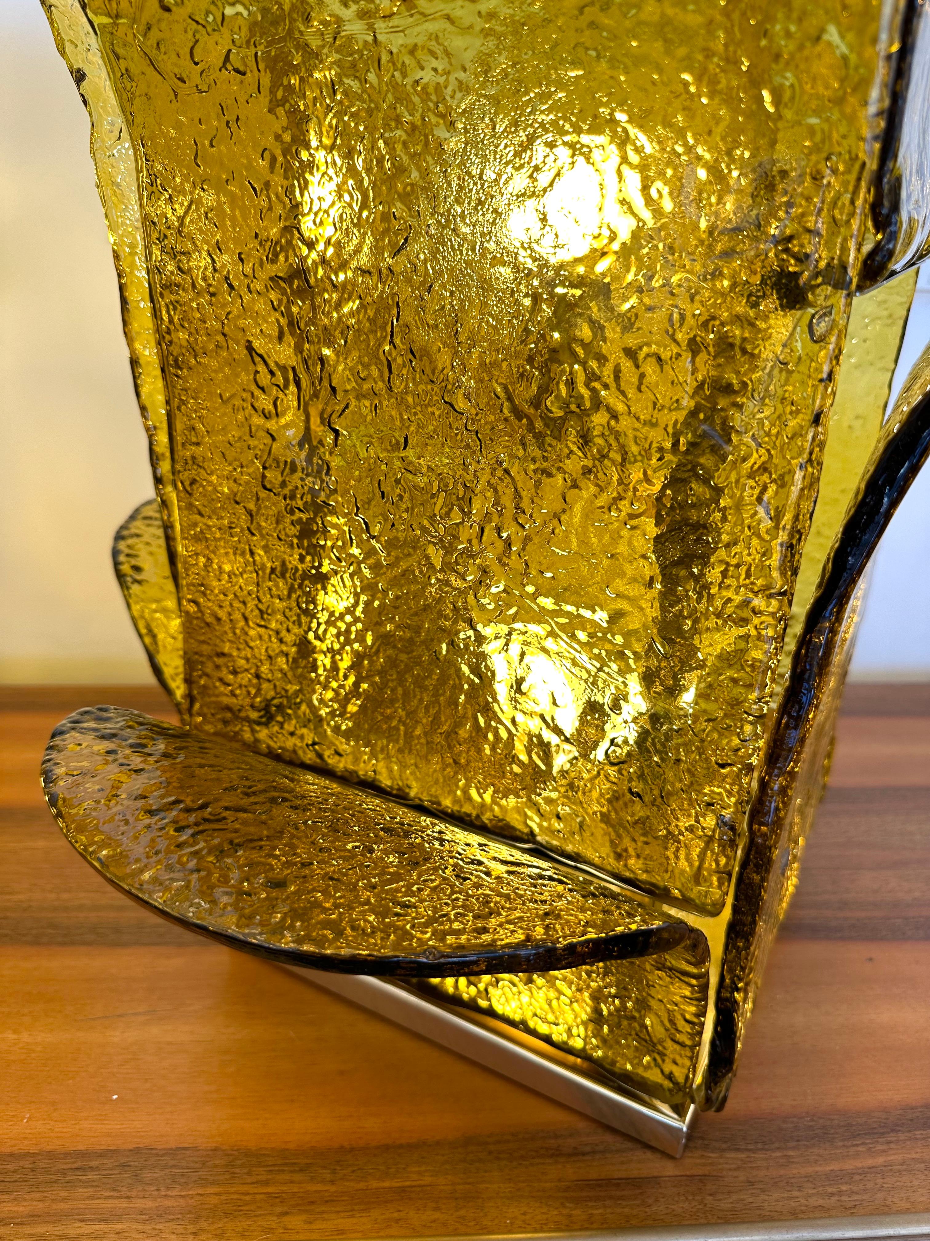Pair of Cactus Lamps Murano Glass Brass by Carlo Nason for Mazzega, Italy, 1970s 4