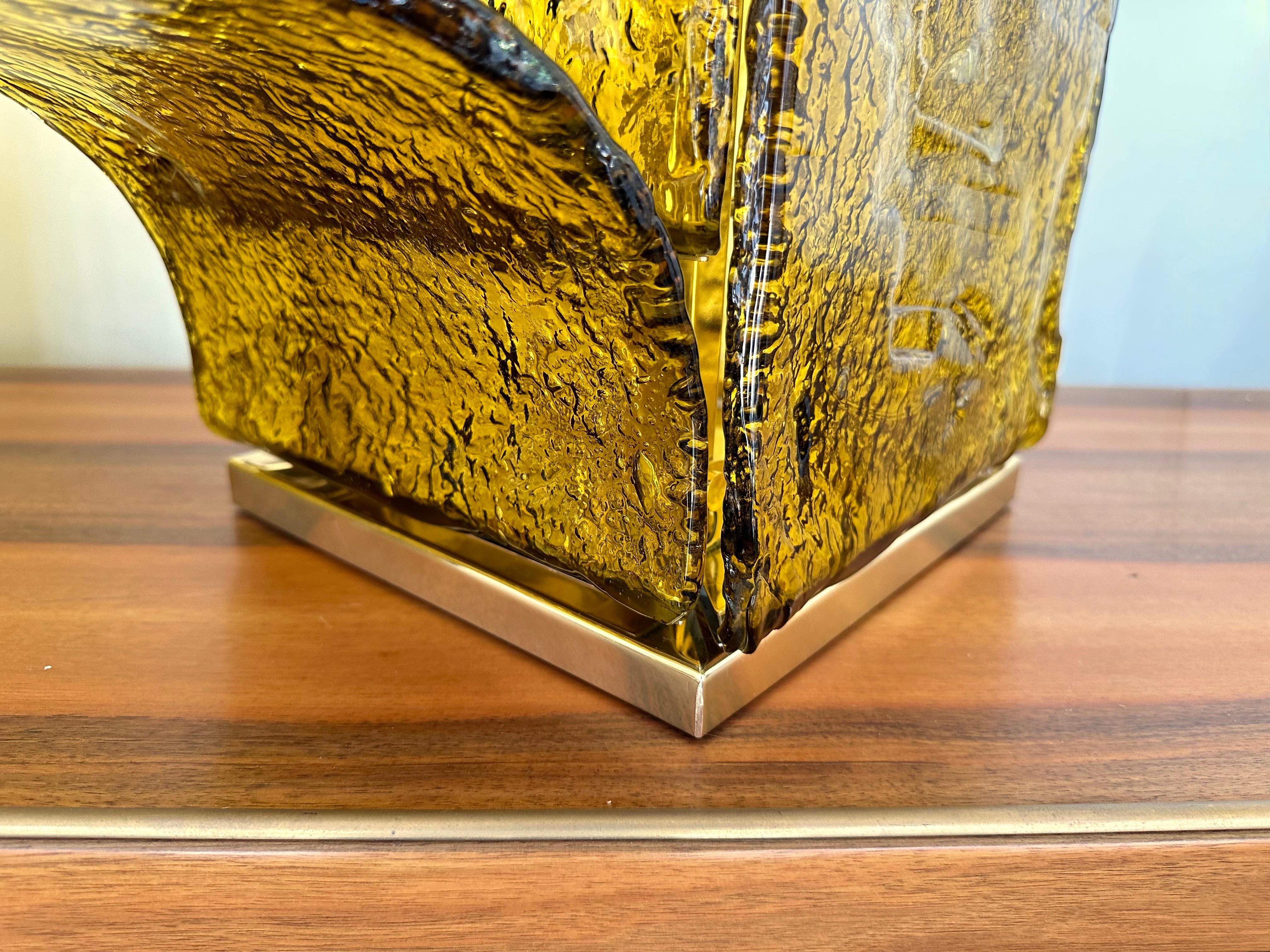 Late 20th Century Pair of Cactus Lamps Murano Glass Brass by Carlo Nason for Mazzega, Italy, 1970s