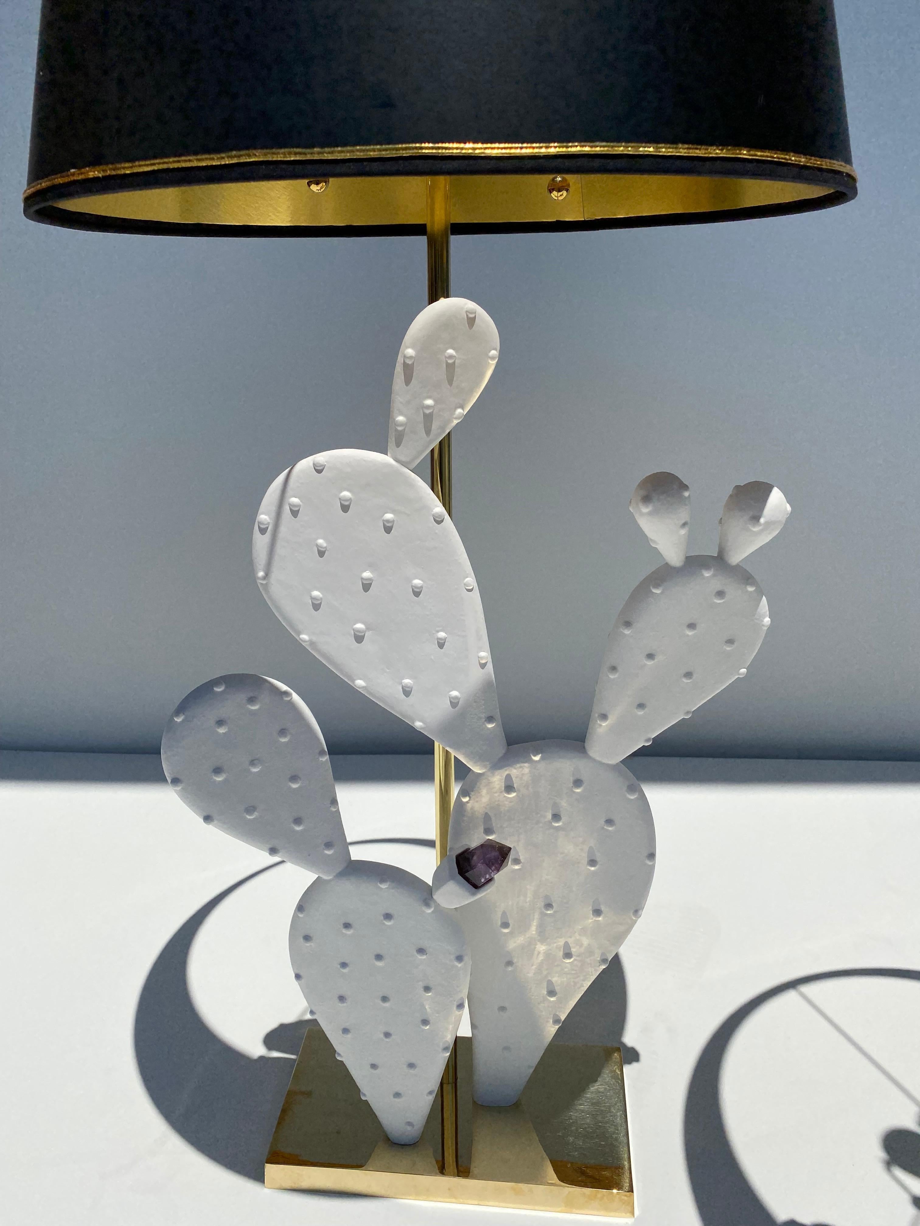 Pair of Cactus Lamps with Amethyst Cluster 6