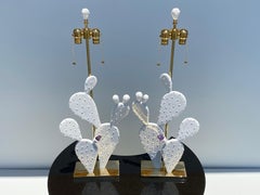 Pair of Cactus Lamps with Amethyst Cluster