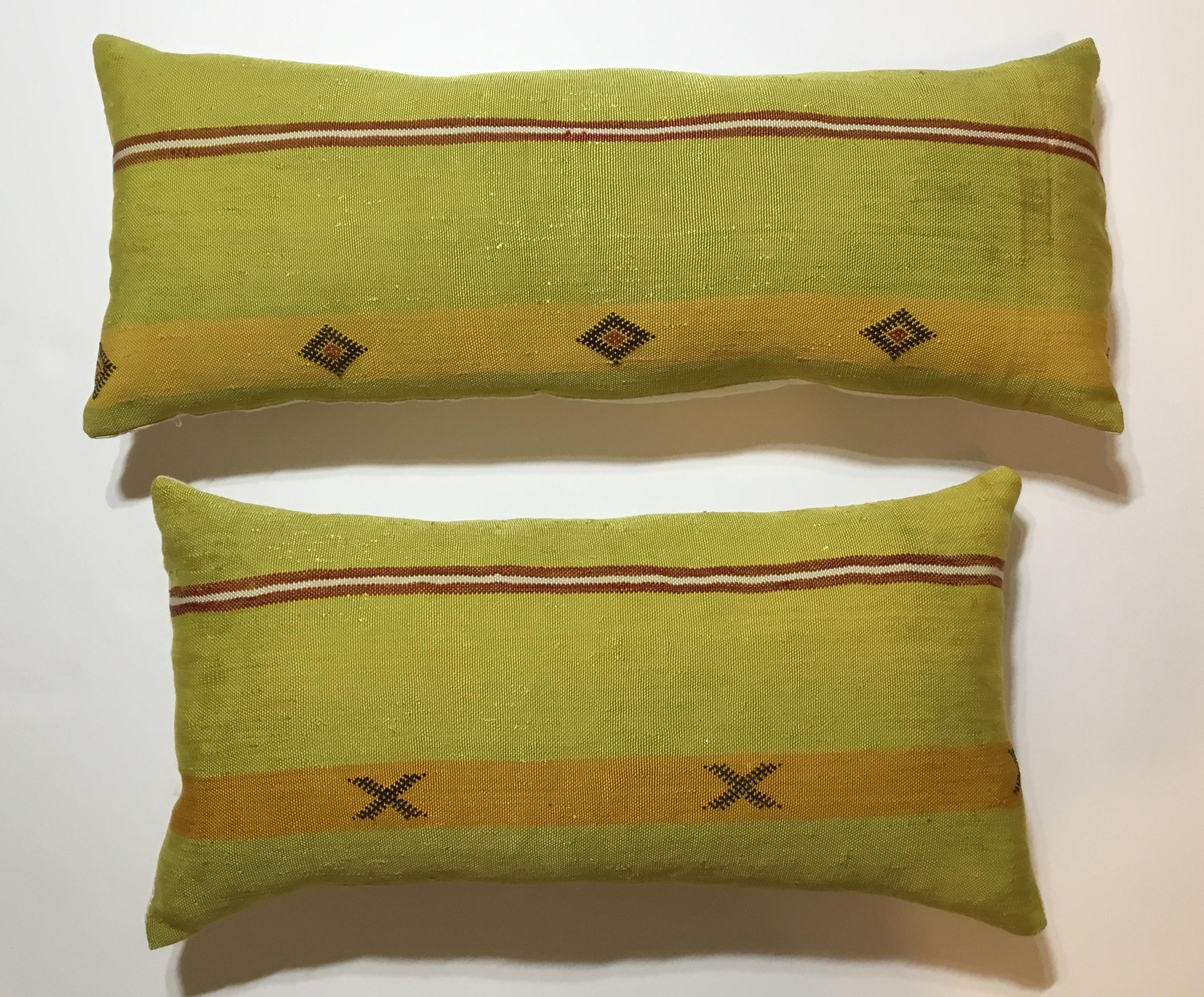 Moroccan Pair of Cactus Silk Pillows