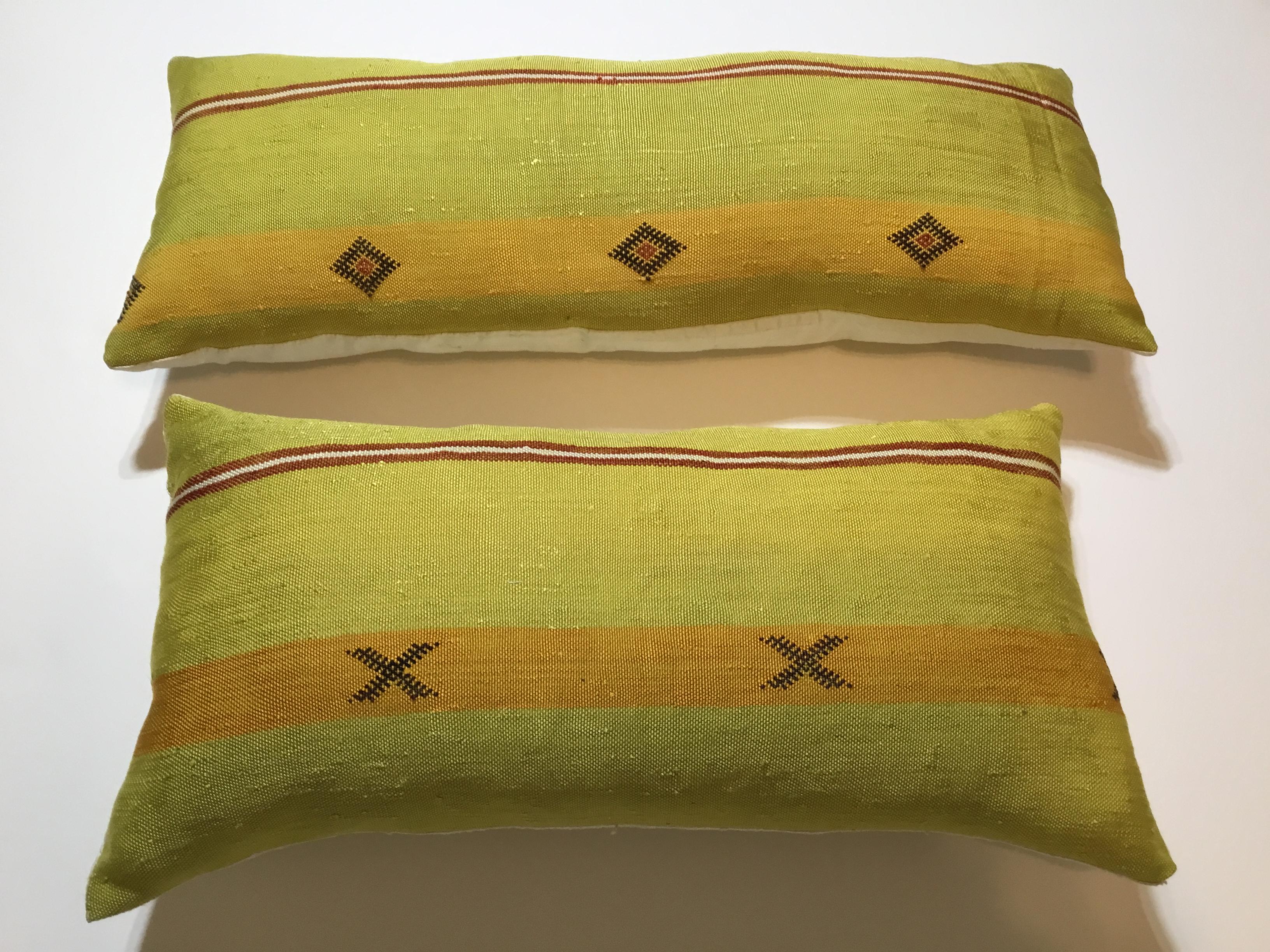 20th Century Pair of Cactus Silk Pillows