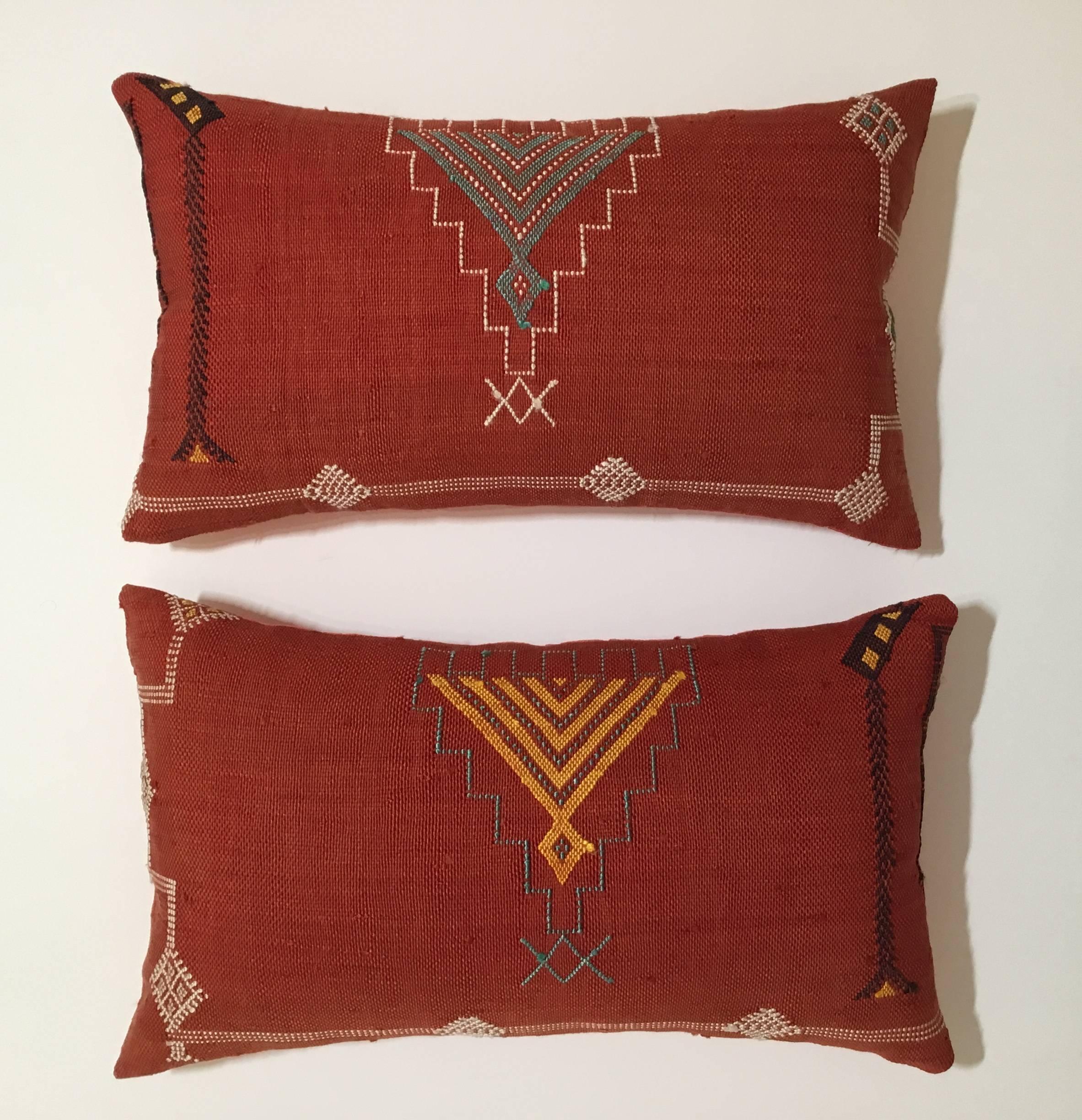 Pair of Cactus Silk Red Pillows 5