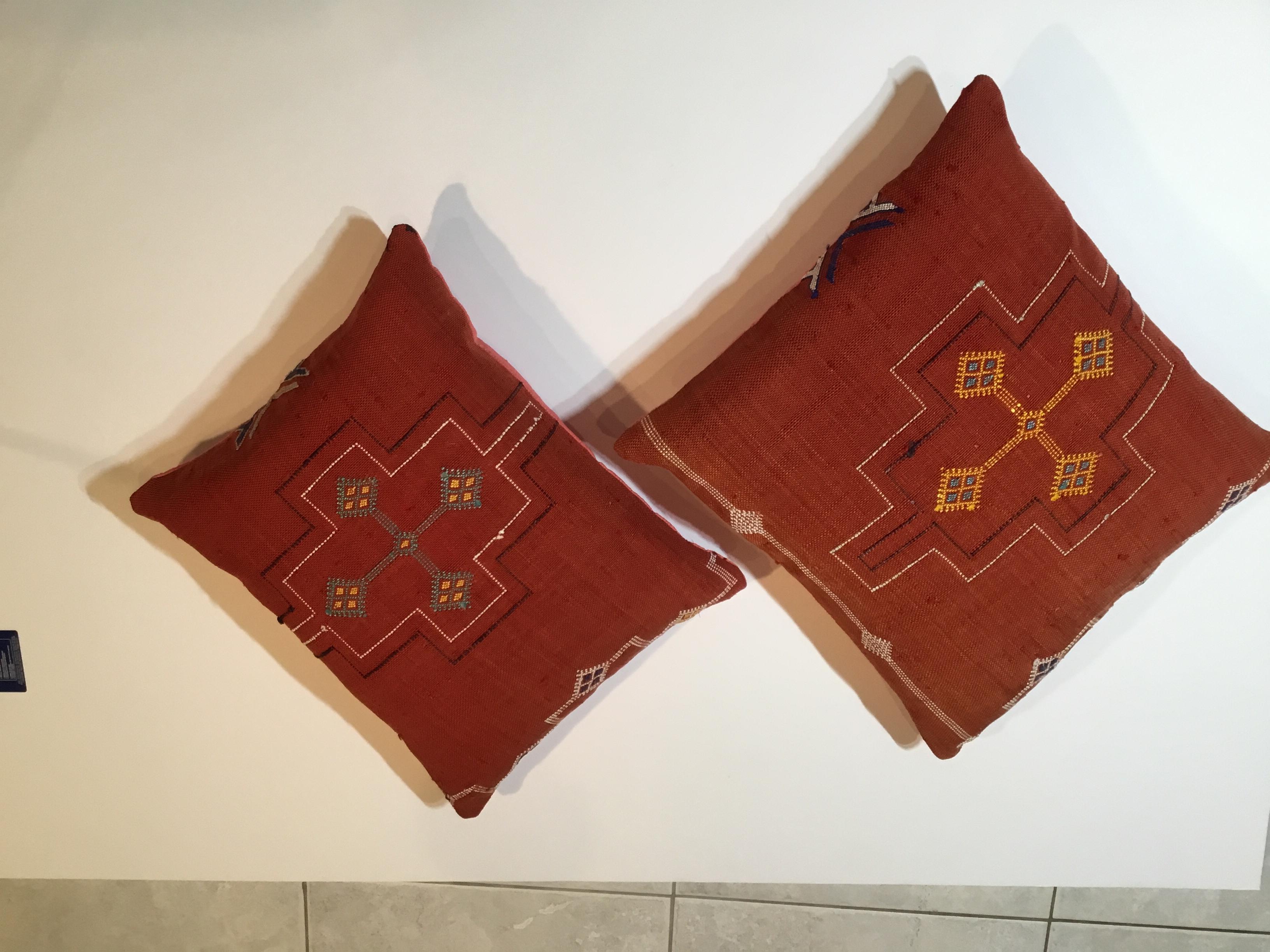 Pair of Cactus Silk Red Pillows 5