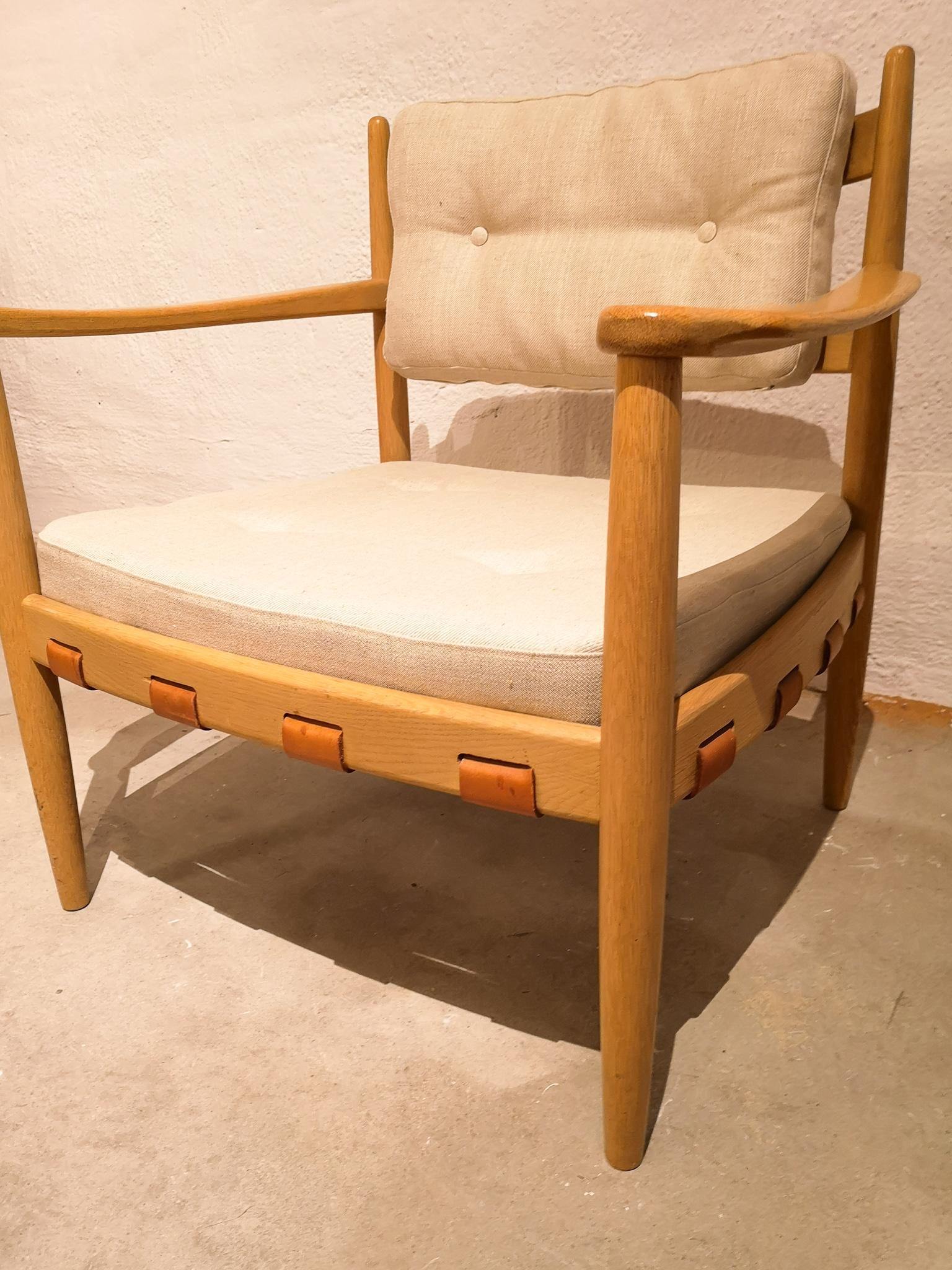 Linen Pair of Cadett Easy Chairs by Eric Merthen, Sweden, 1960s