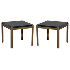 Pair of 'Caisson' Lacquer and Brass Side Tables by Design Frères - In Stock