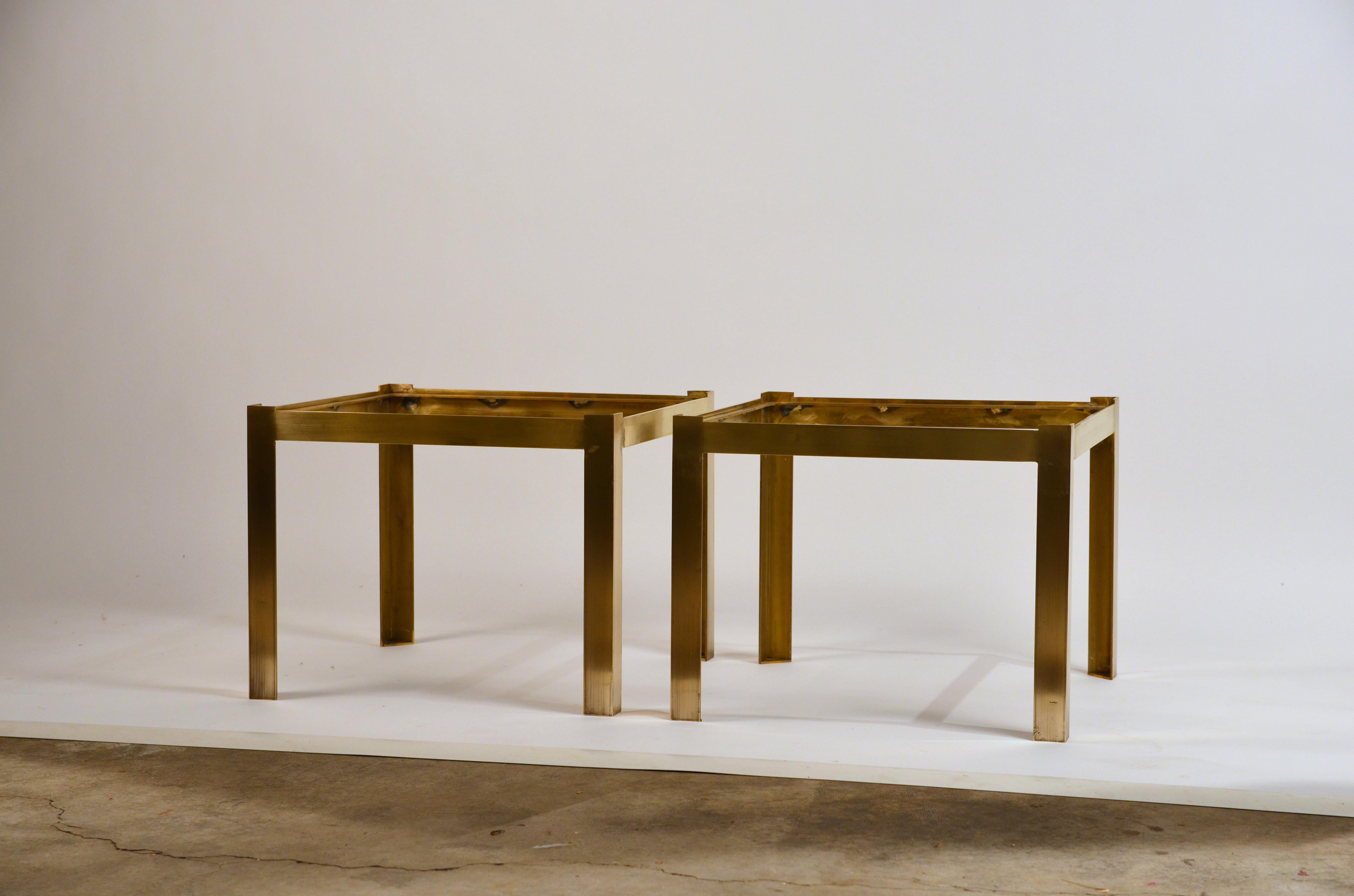 Pair of 'Caisson' Lacquer and Patinated Brass Side Tables by Design Frères In New Condition For Sale In Los Angeles, CA