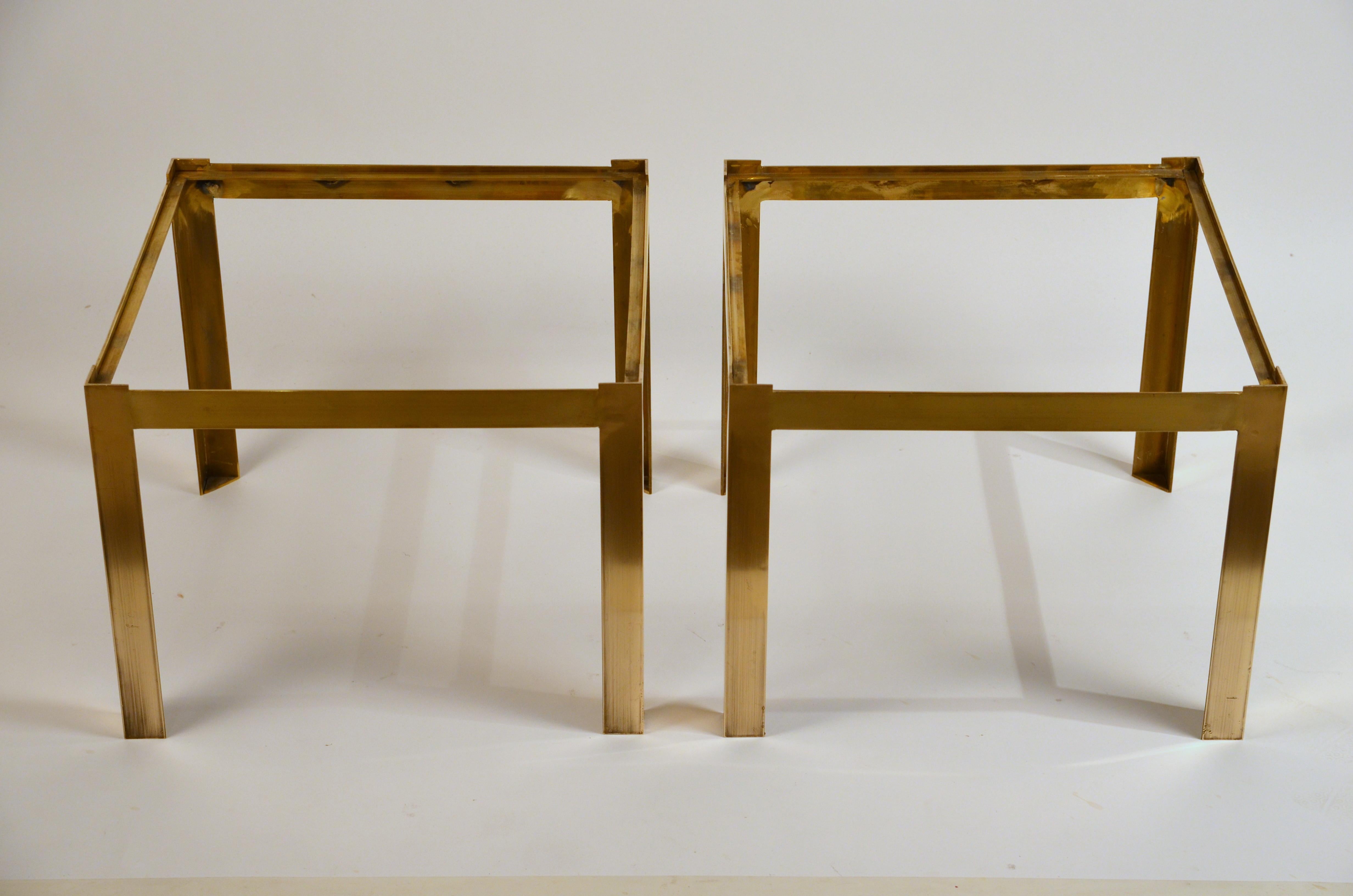 Pair of 'Caisson' Lacquer and Patinated Brass Side Tables by Design Frères For Sale 2