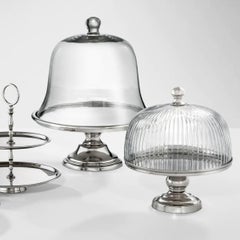 Pair of Cake Stands, Silver-Plated Metal and Clear Glass.