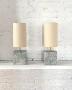 Pair of Calacatta Marble and Boucle Coexist Table Lamp 'Small' by Slash Objects