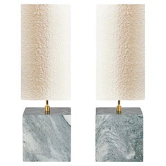 Paar Calacatta-Marmor- und Boucle-Tischlampen „Small“ von Slash Objects, Coexist