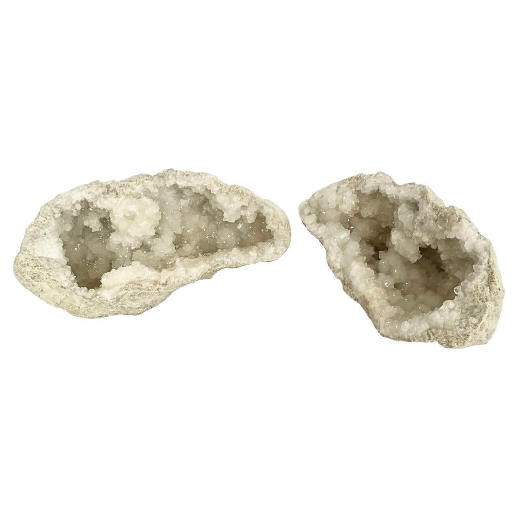 Pair of Calcite Crystal Geodes For Sale
