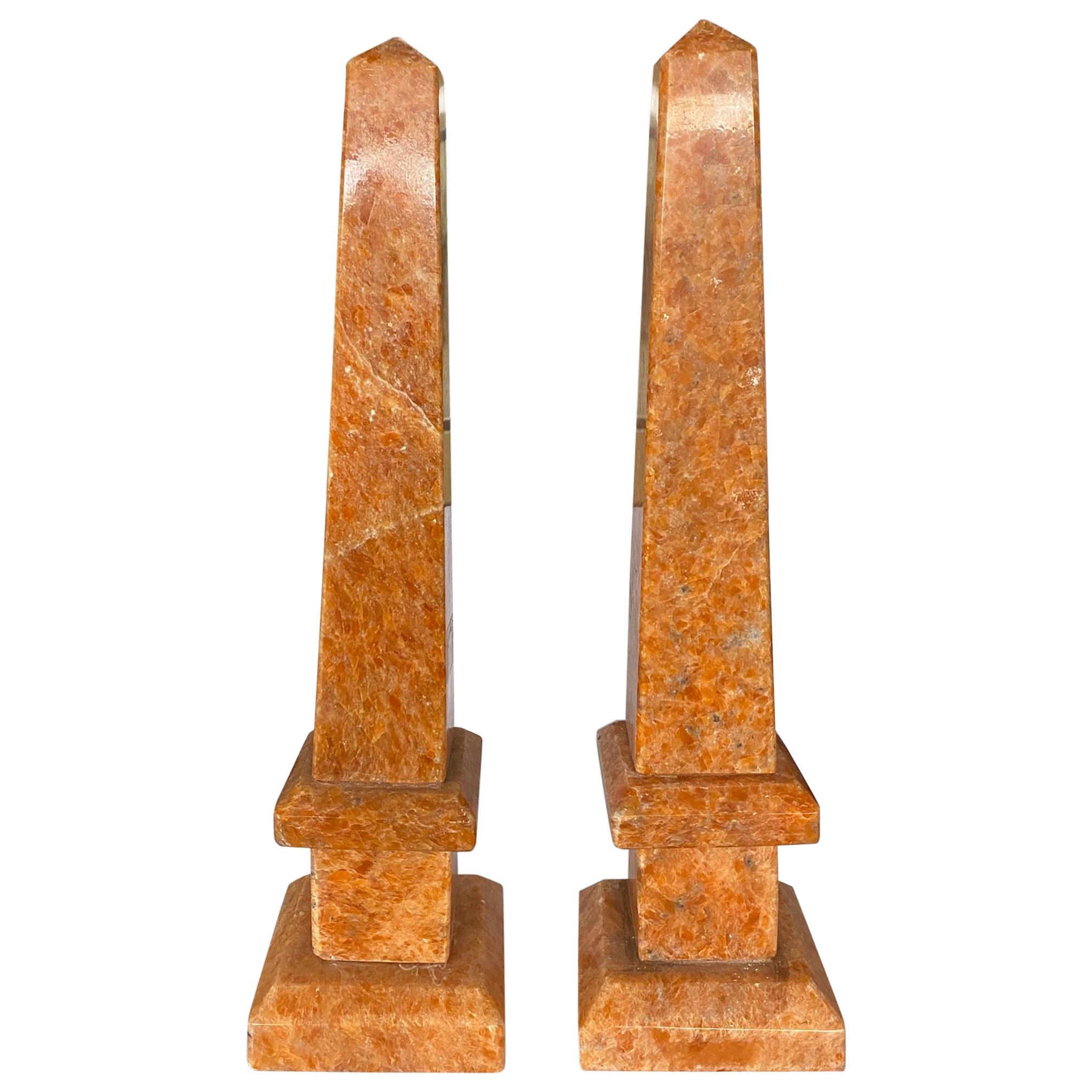 Pair of Calcite Obelisks For Sale
