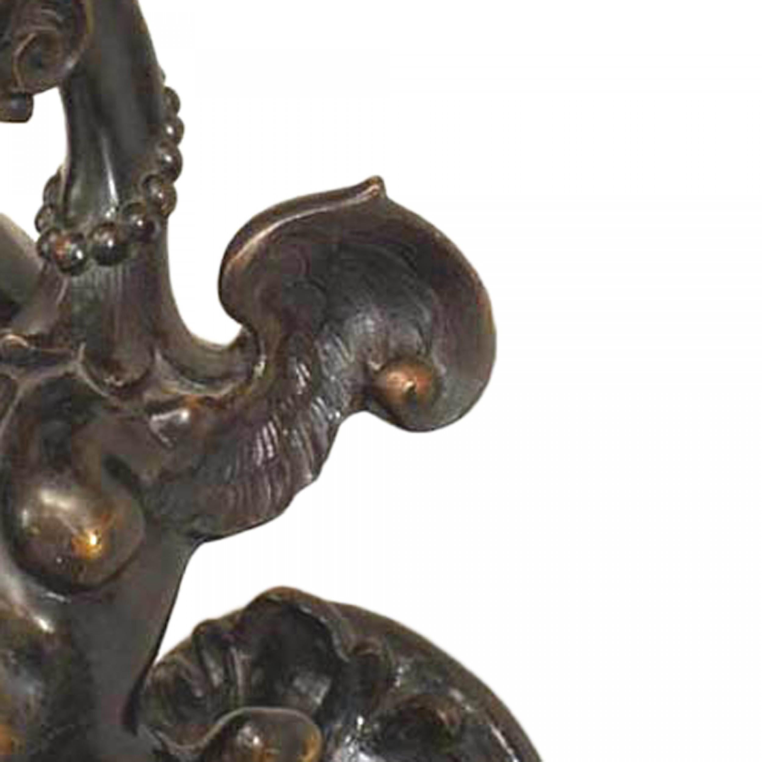 Pair of Caldwell Italian Renaissance Style Figural Brass Wall Sconces In Good Condition For Sale In Queens, NY