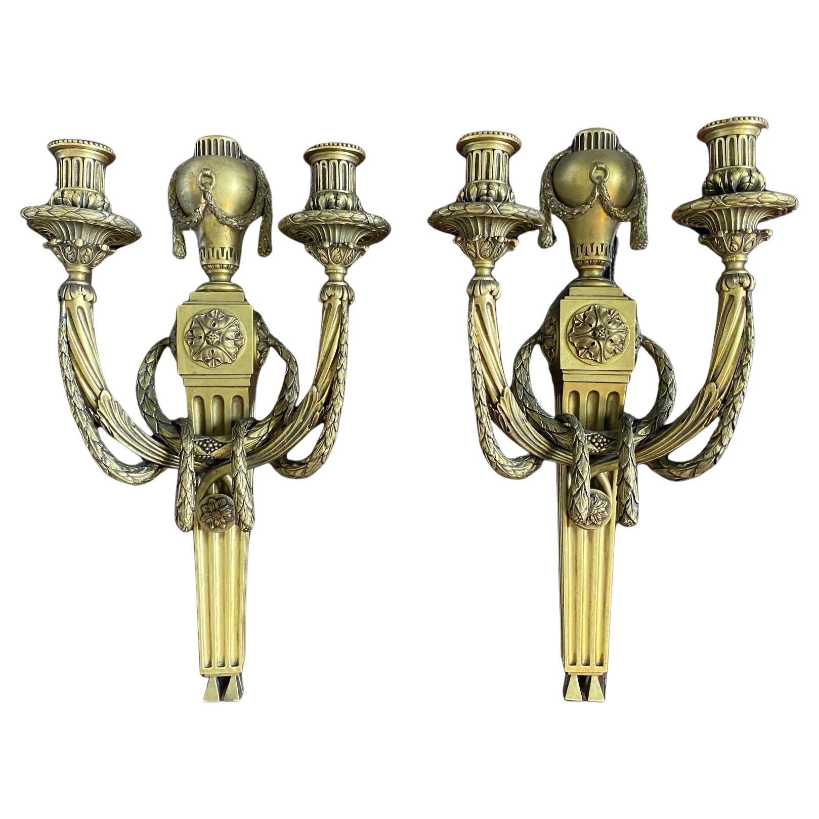 Pair of Caldwell Louis XVI Style Gilt Bronze Wall
Lights For Sale