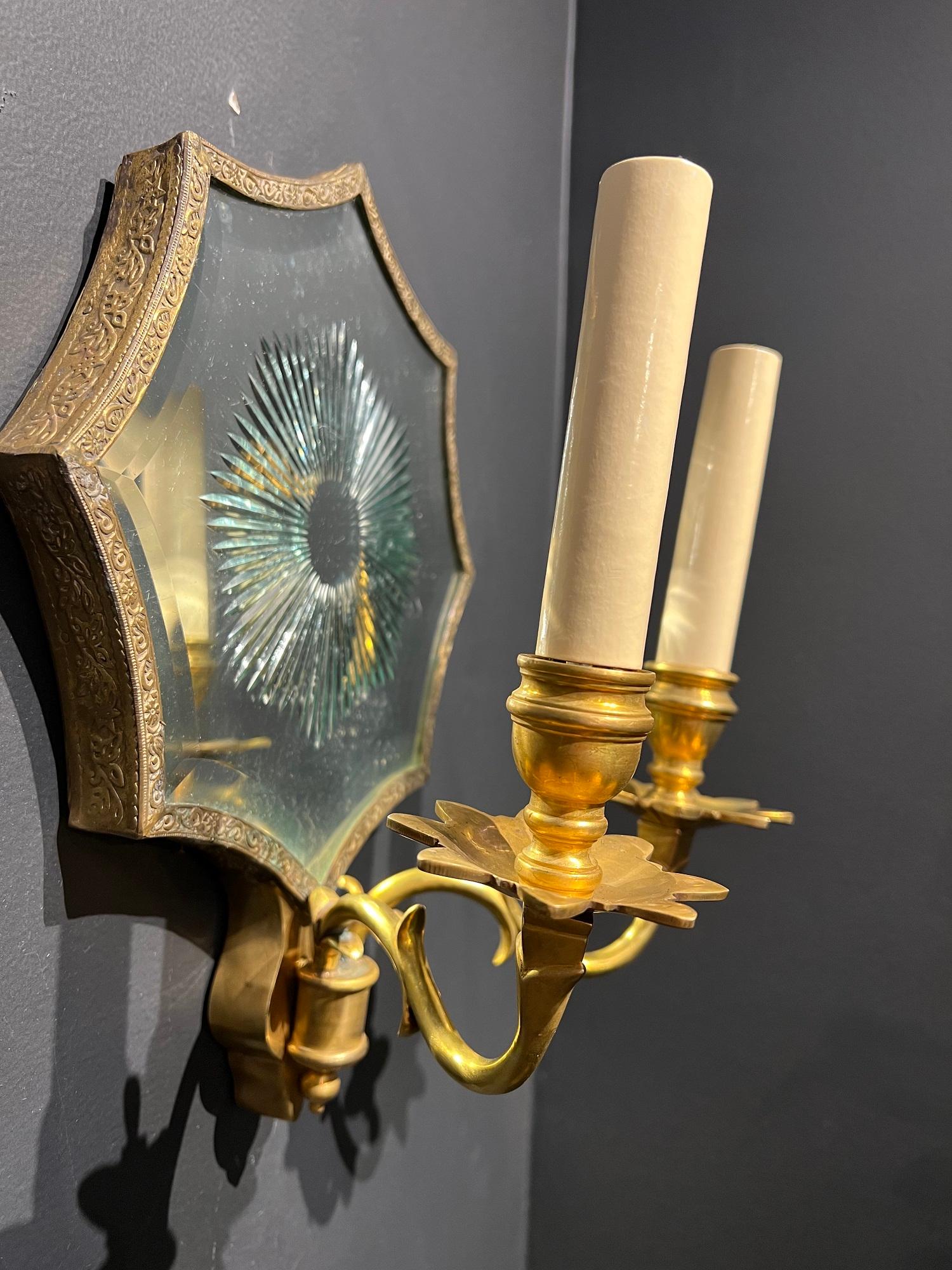 Pair of Caldwell Mirror Sconces, circa 1920s In Good Condition In New York, NY