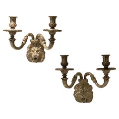 Pair of Caldwell Neoclassical Lion's Head Sconces, circa 1900s