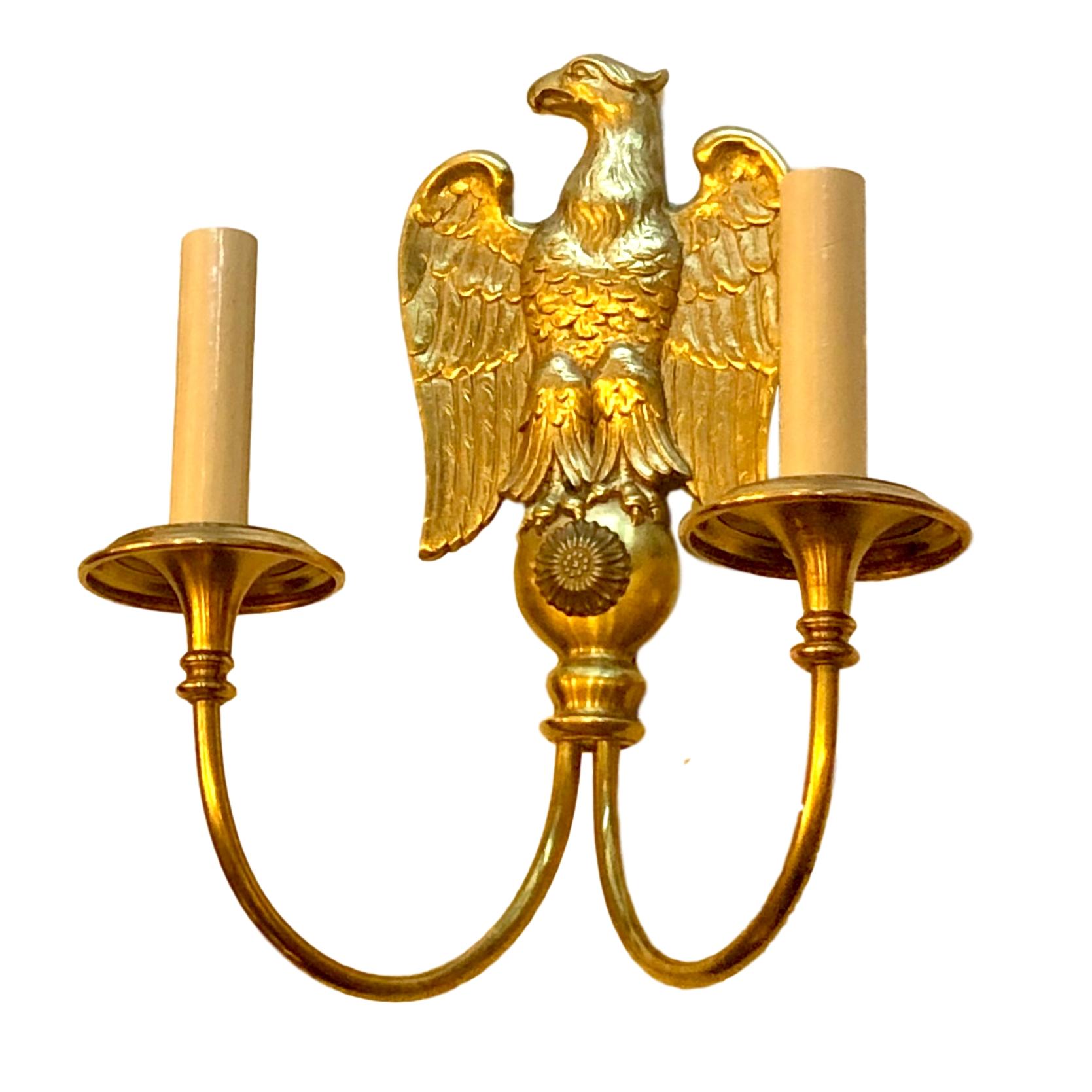 Pair of Eagle Motif Sconces In Good Condition For Sale In New York, NY