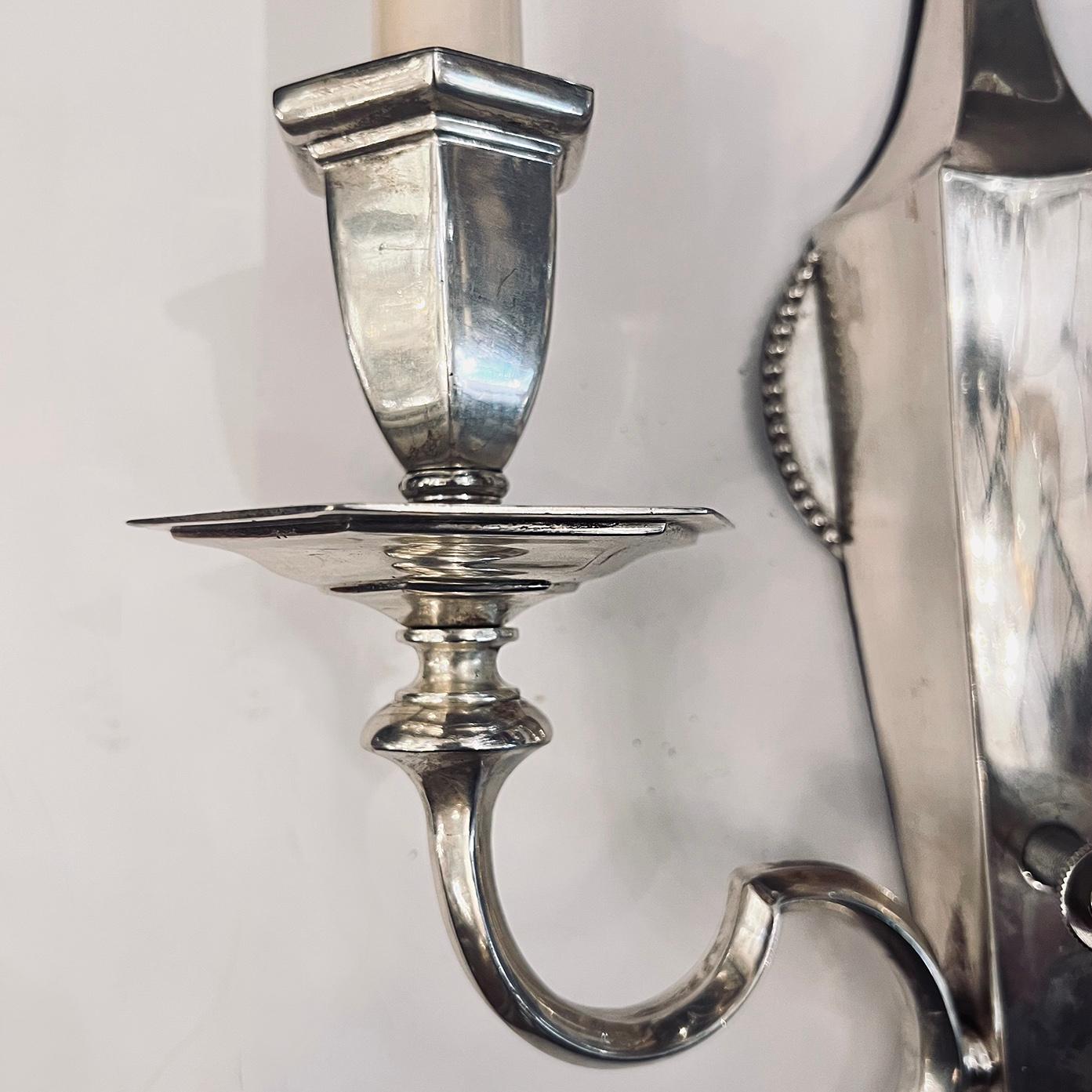 Early 20th Century Pair of Silver Plated Sconces For Sale
