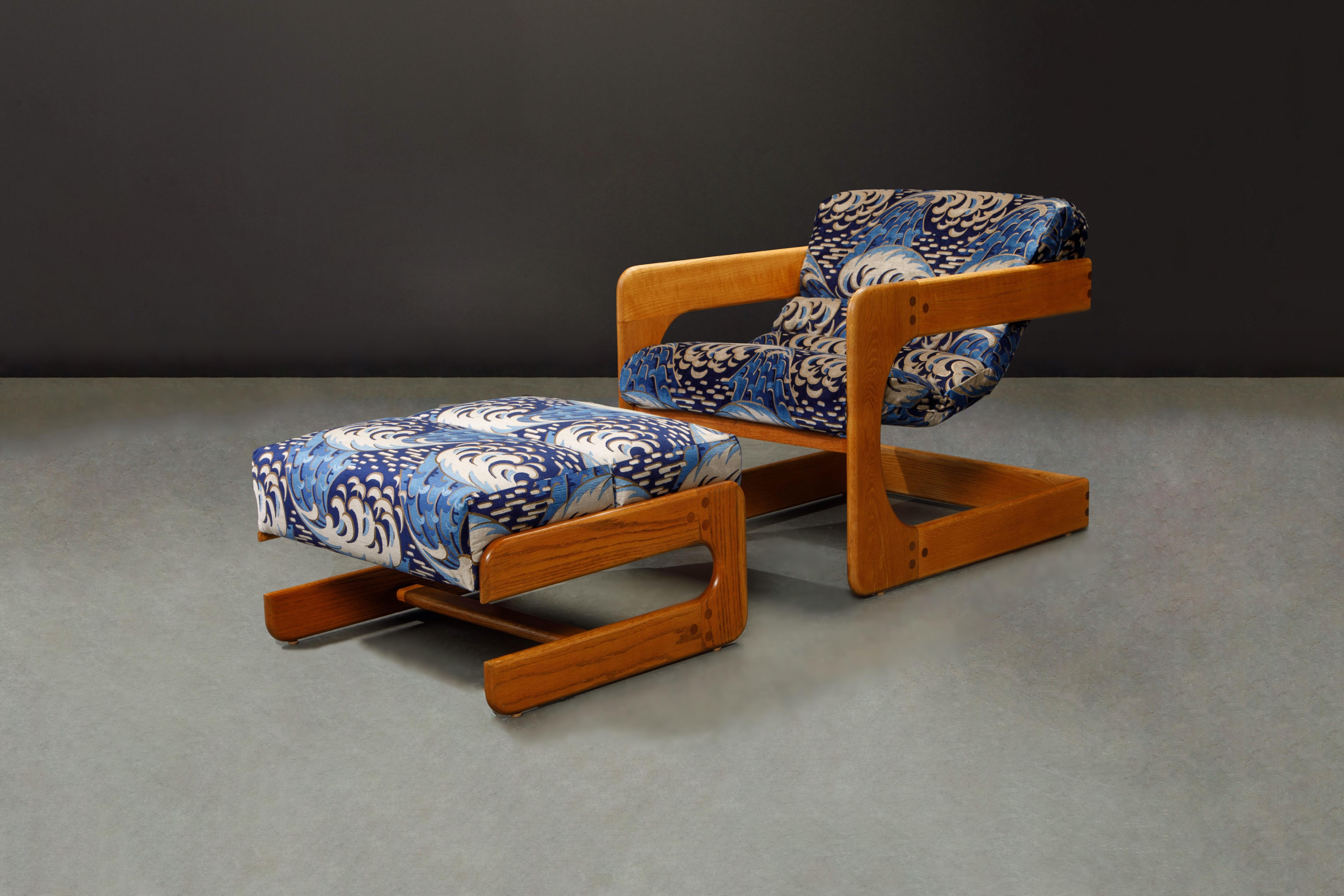 Pair of California Modern Lou Hodges Lounge Chairs and Ottomans, 1979, Signed For Sale 4