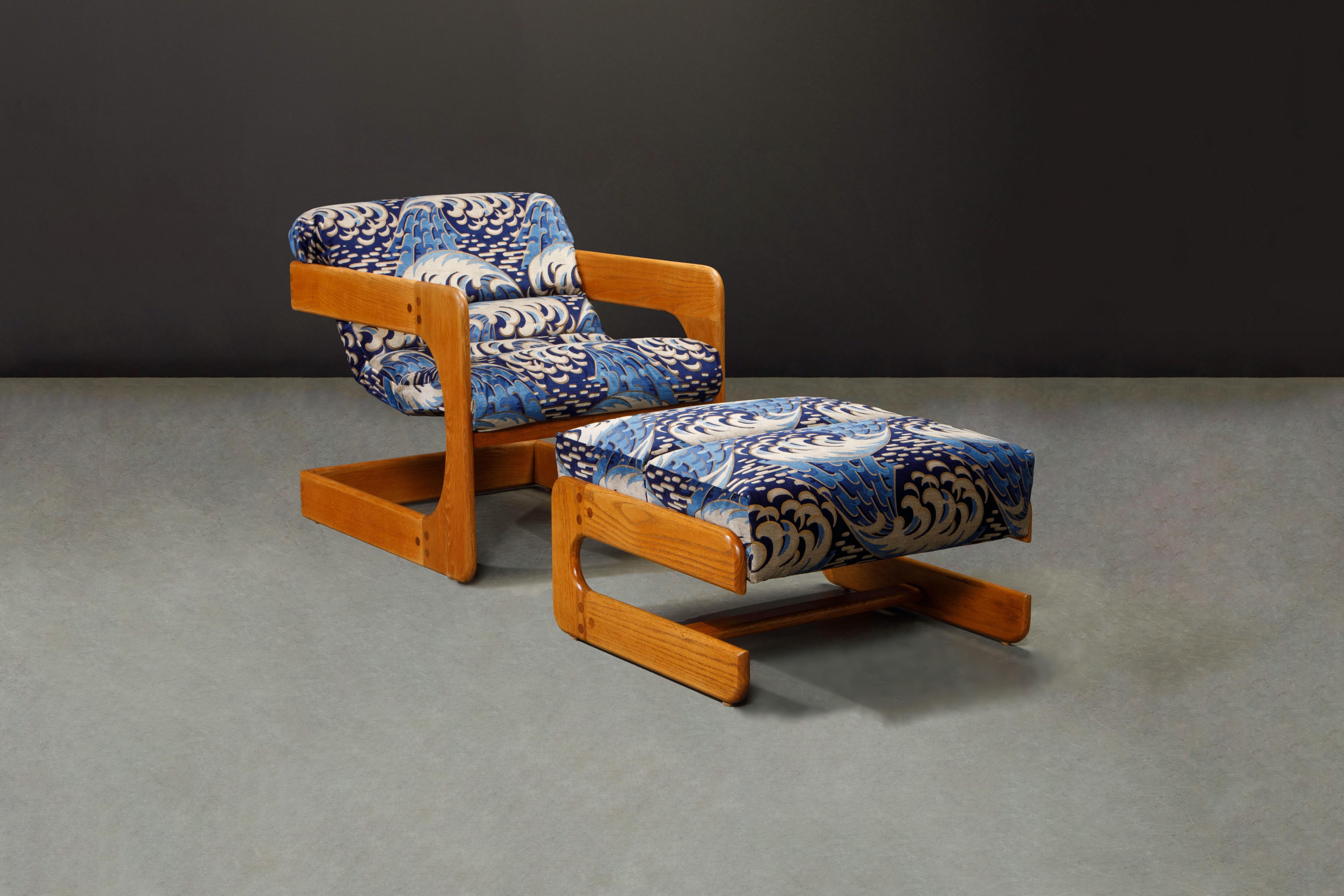 Pair of California Modern Lou Hodges Lounge Chairs and Ottomans, 1979, Signed In Excellent Condition For Sale In Los Angeles, CA