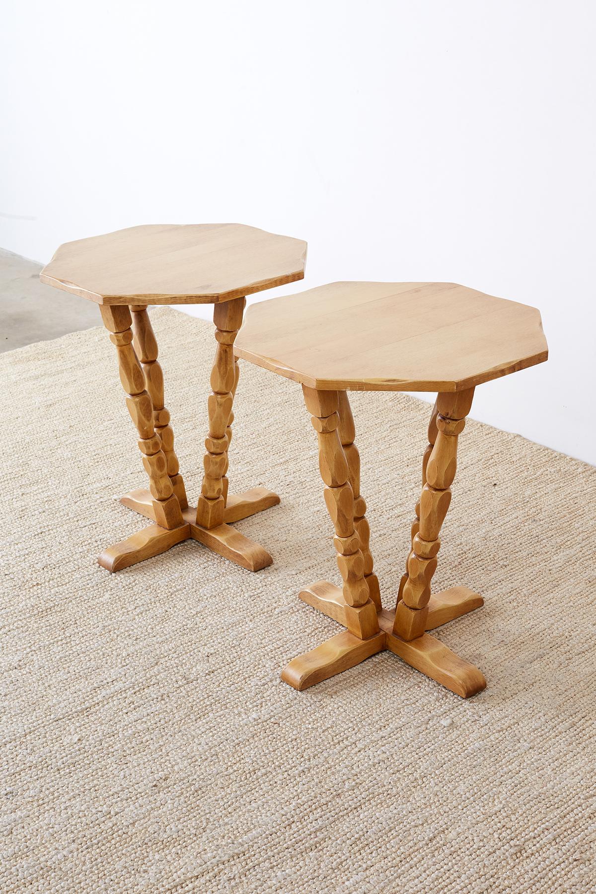 Wood Pair of California Rancho Monterey Drink Tables