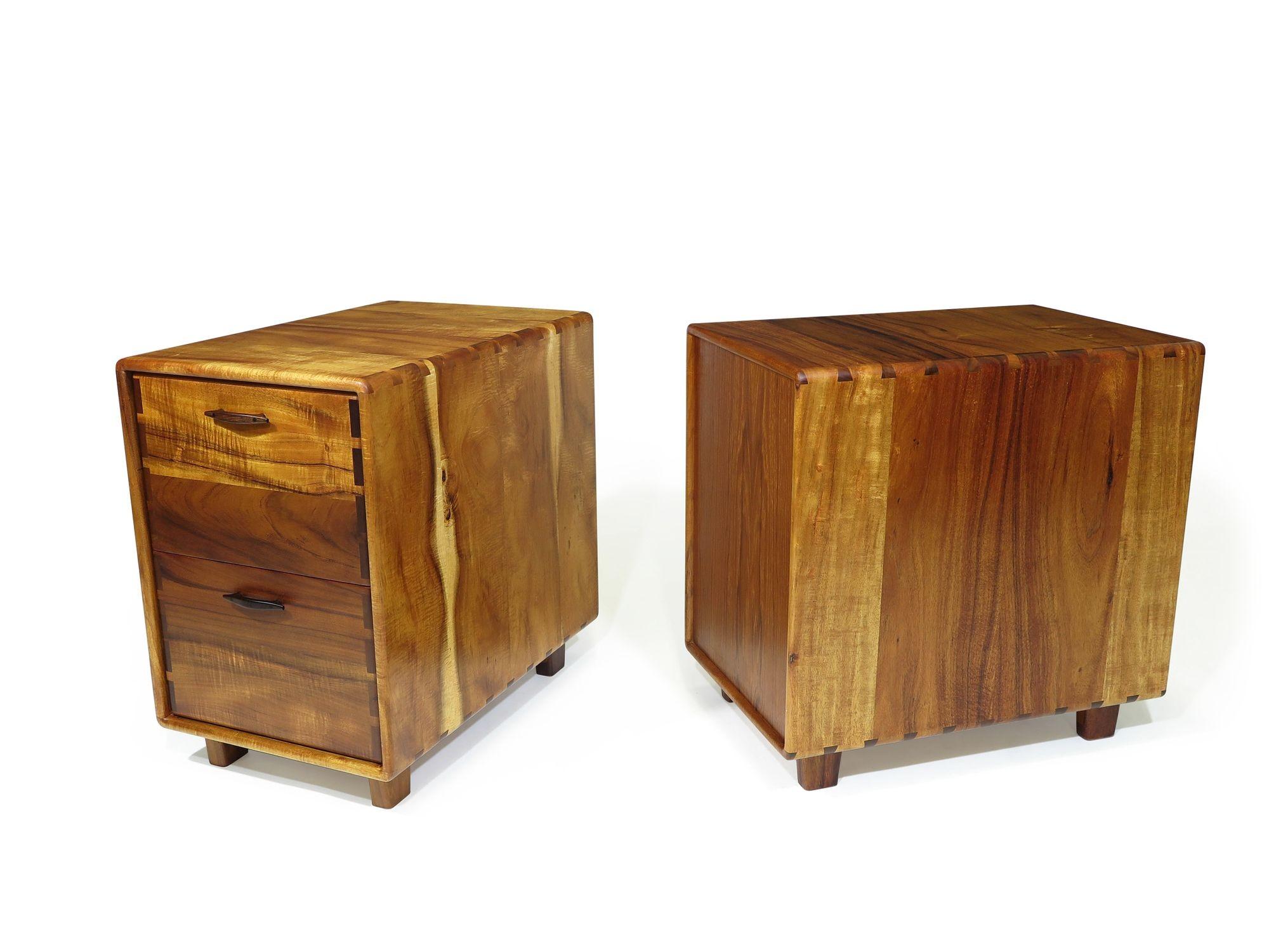 Pair of California Studio Craft Koa Filing Cabinets For Sale 8