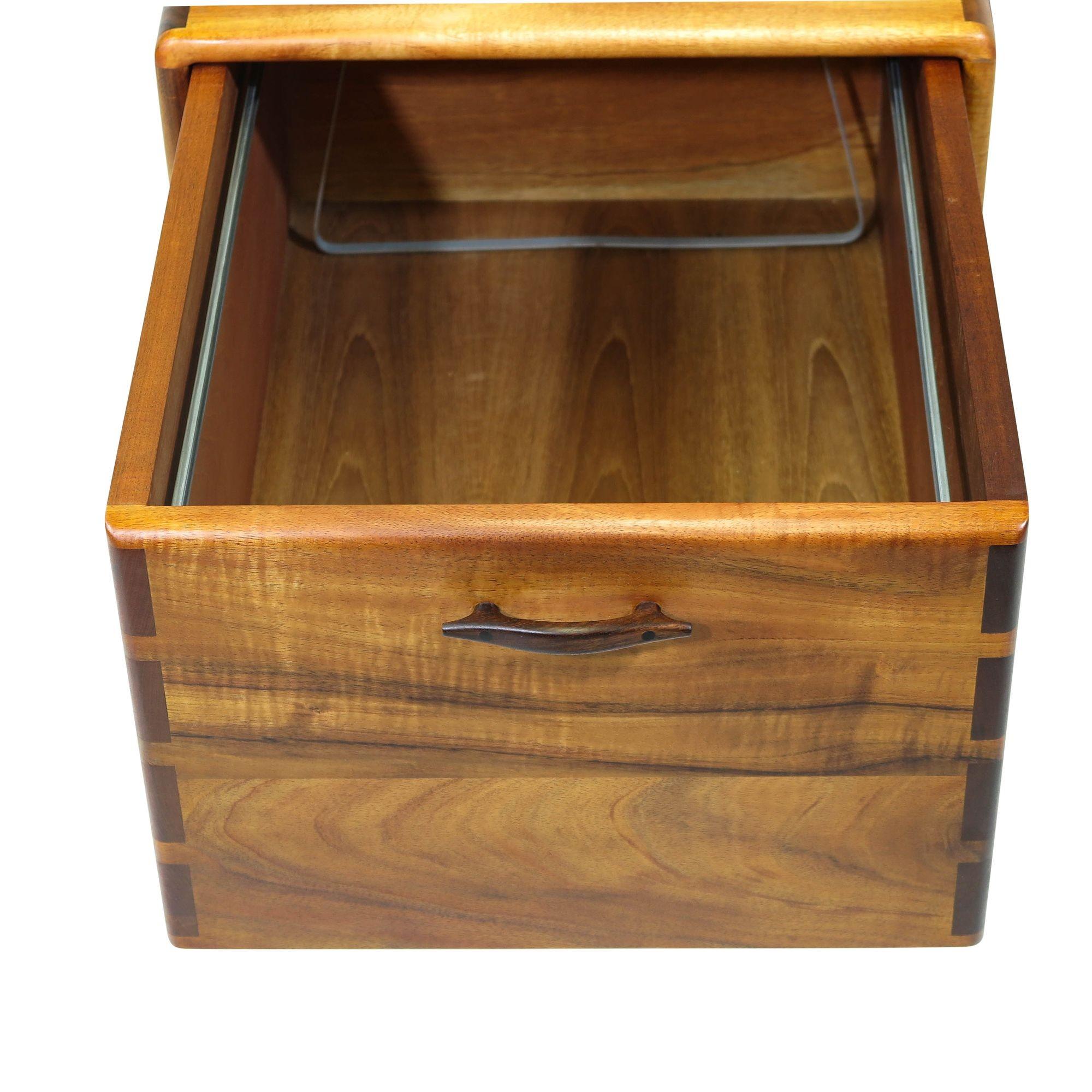 Wood Pair of California Studio Craft Koa Filing Cabinets For Sale